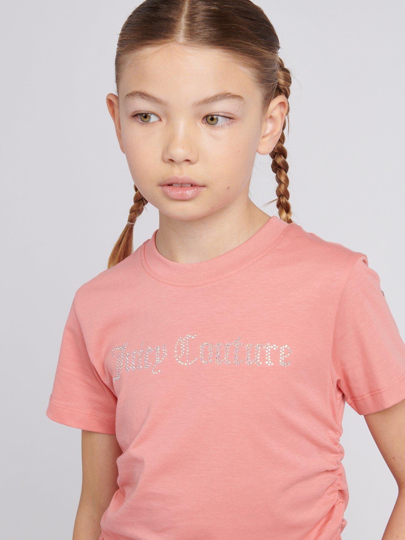  image of juicy-couture-girls-diamante-baby-short-sleeve-t-shirt-light-orange