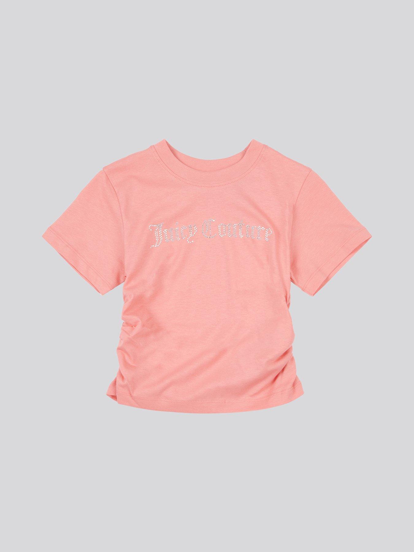  image of juicy-couture-girls-diamante-baby-short-sleeve-t-shirt-light-orange