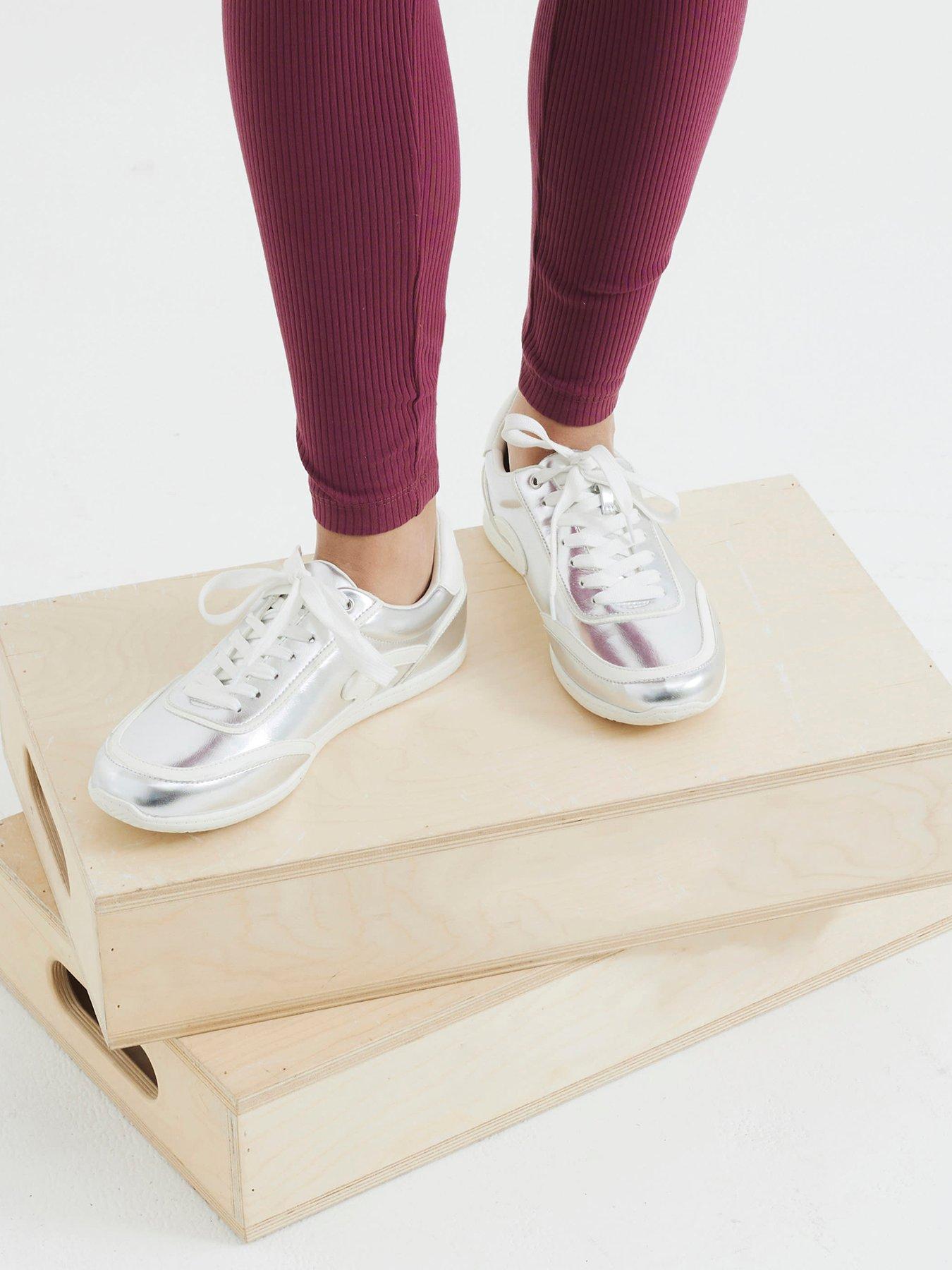  image of river-island-slim-lace-up-trainer-silver
