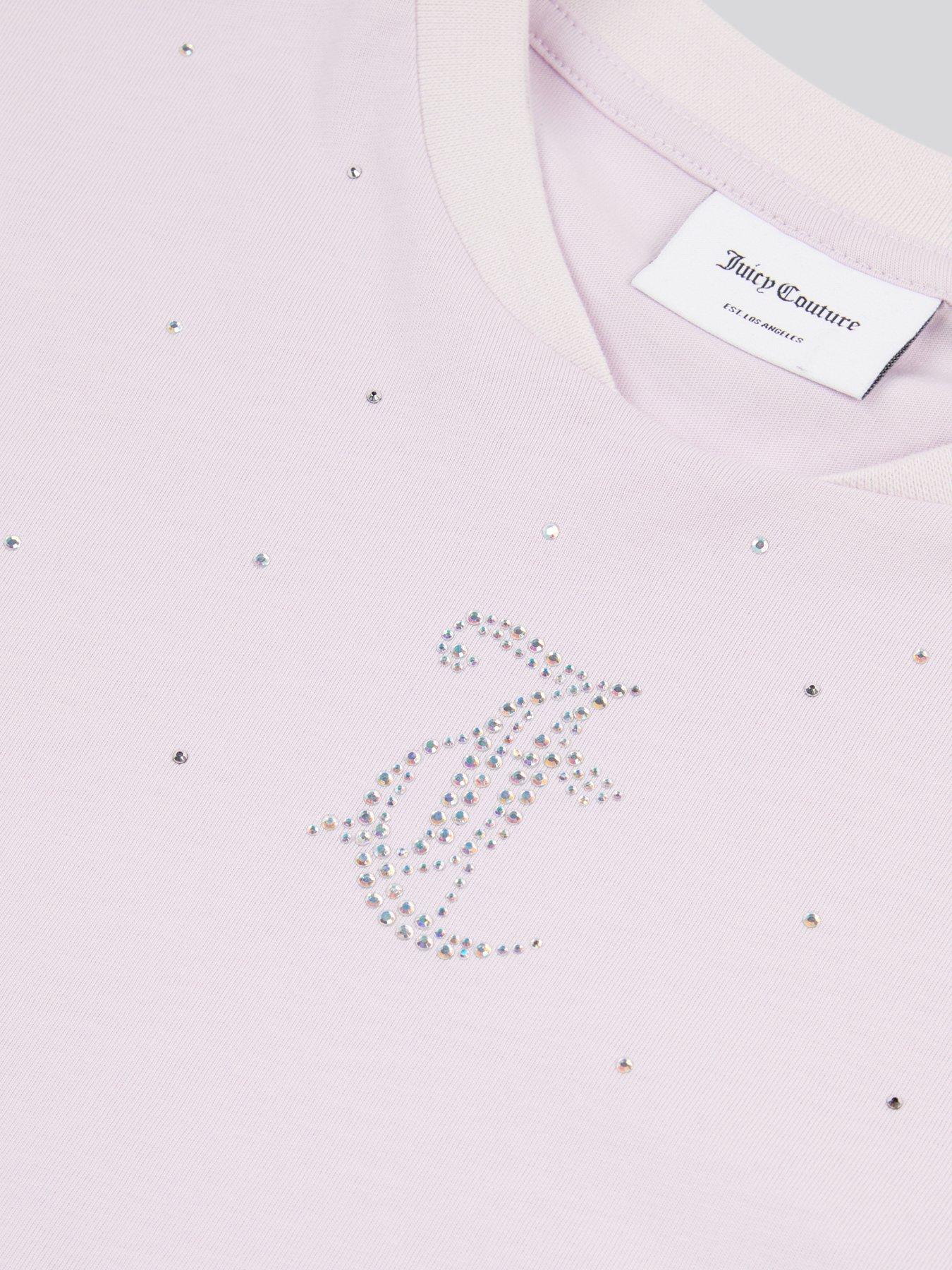 Image 4 of 5 of Juicy Couture Girls Loose T-Shirt &amp; Velour Cycling Short Set - Black