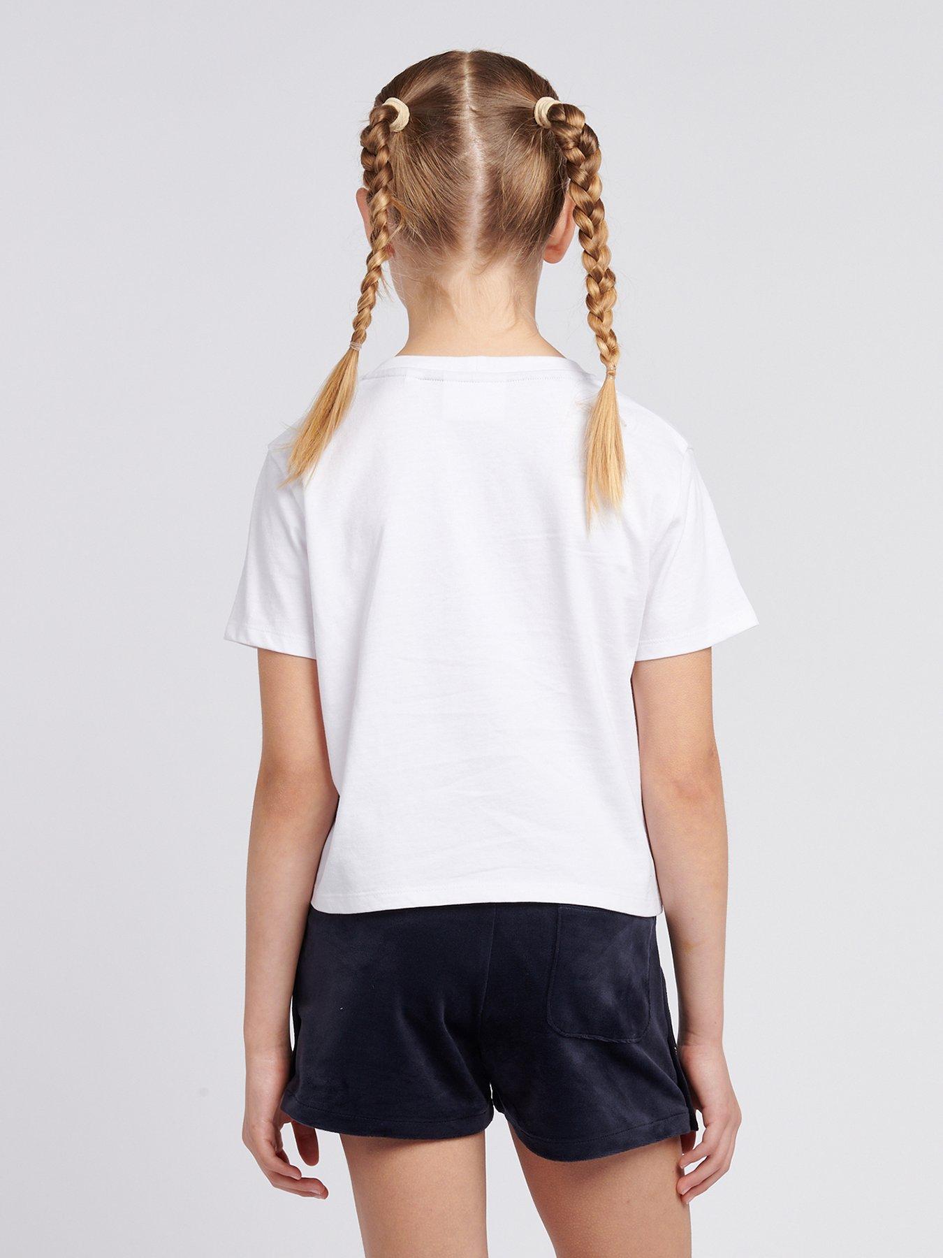  image of juicy-couture-girls-boxy-double-neck-tee-velour-popper-short-set-navy