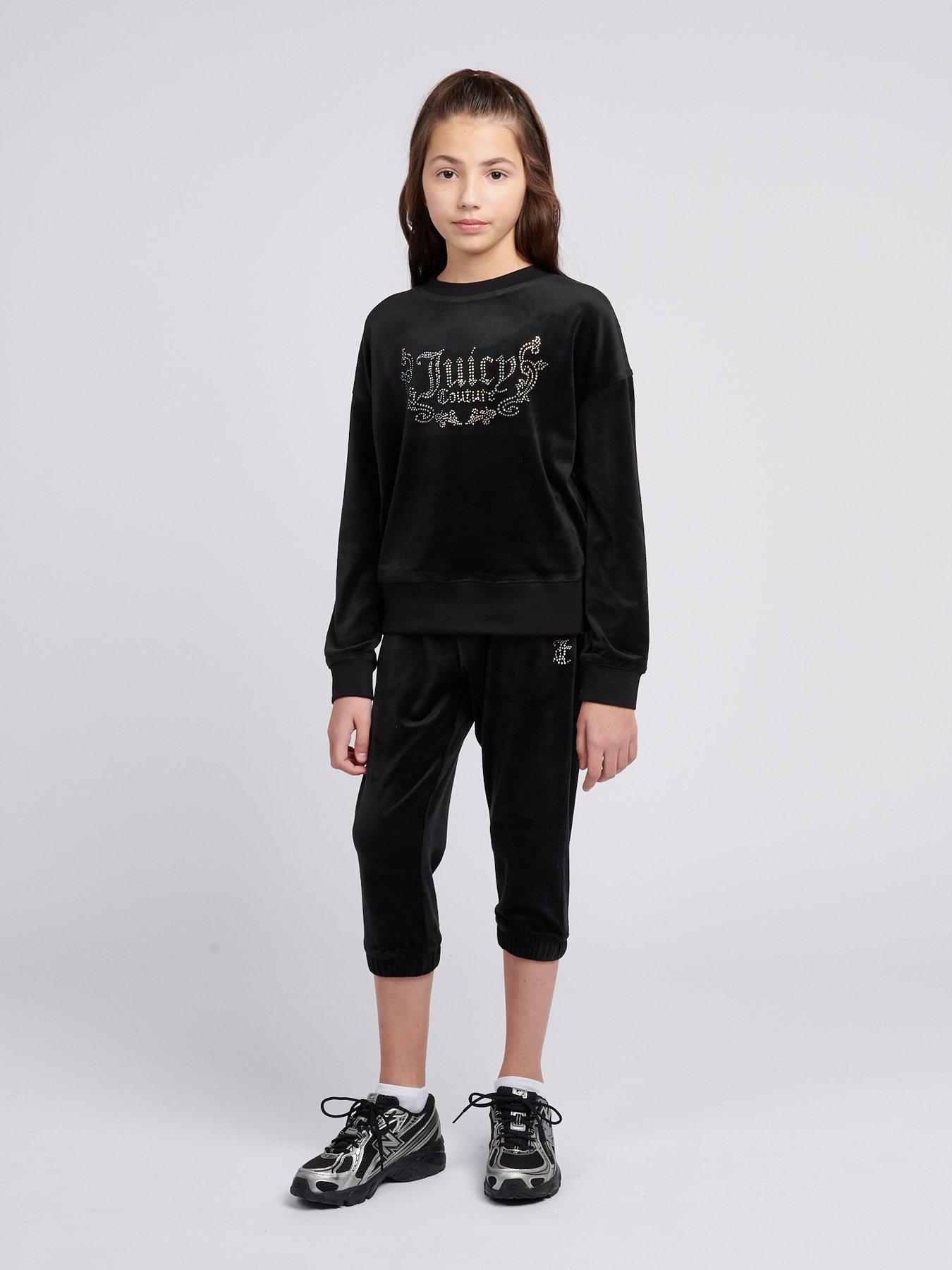  image of juicy-couture-girls-diamante-crew-neck-sweatshirt-black