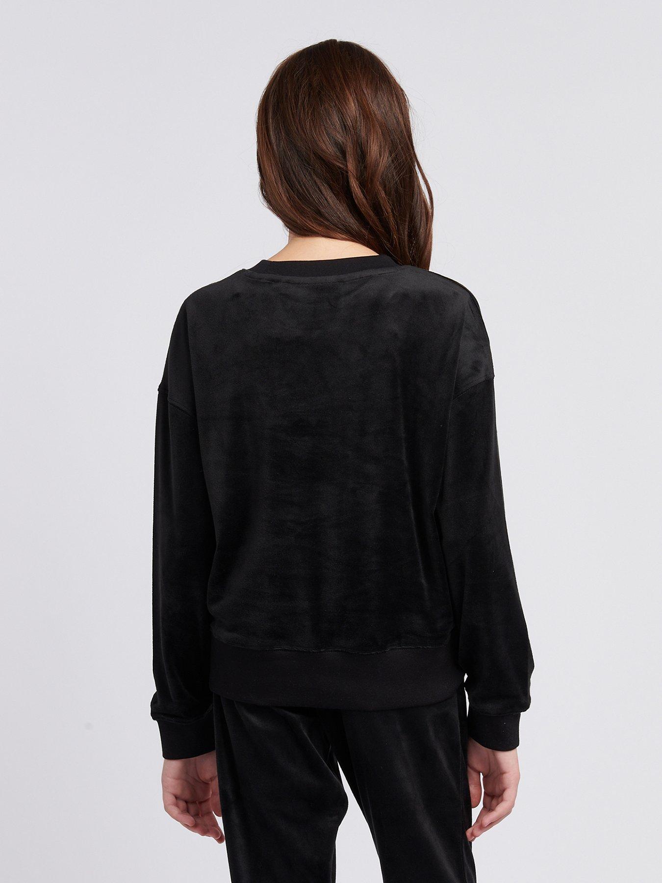  image of juicy-couture-girls-diamante-crew-neck-sweatshirt-black