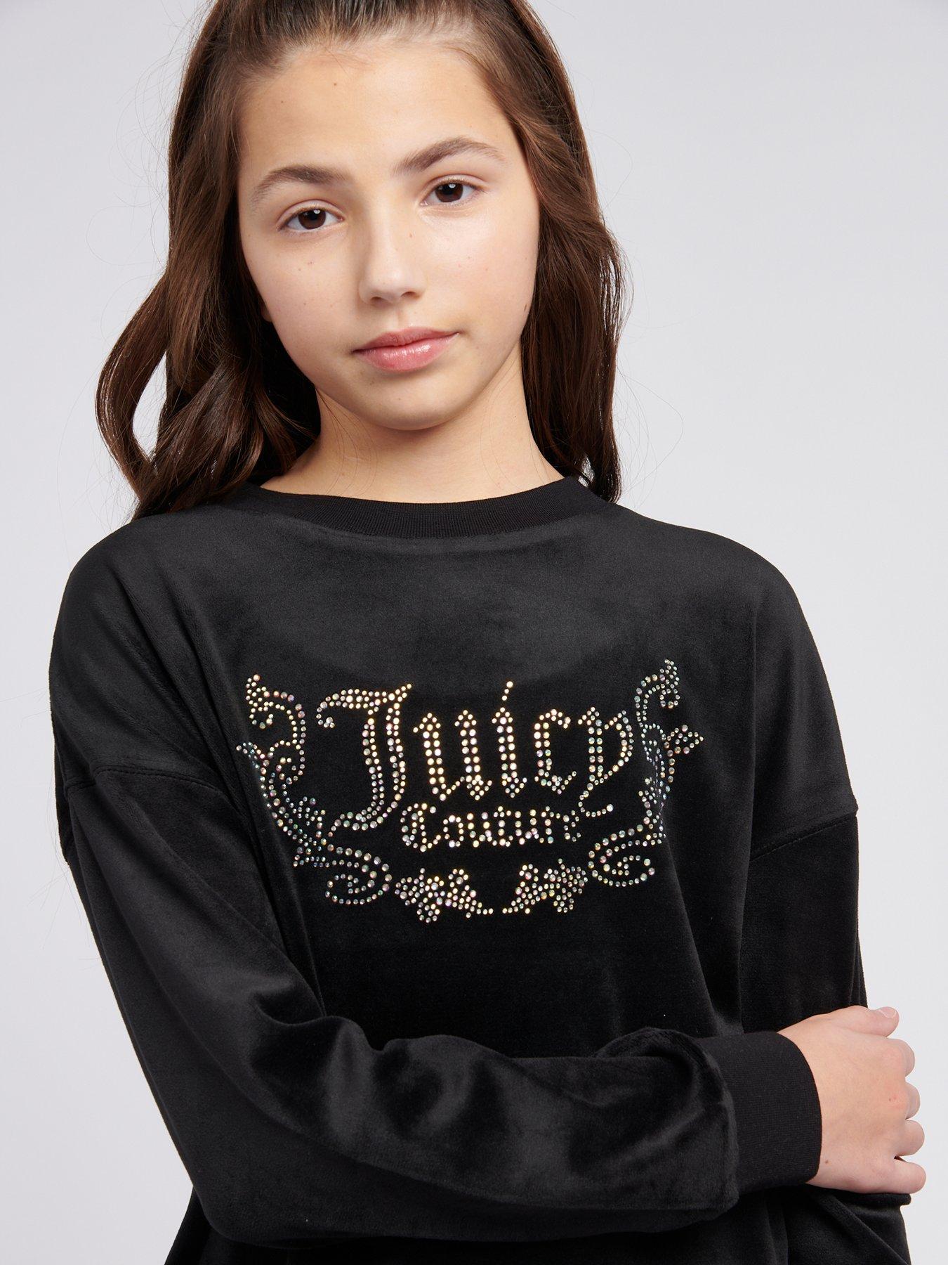  image of juicy-couture-girls-diamante-crew-neck-sweatshirt-black