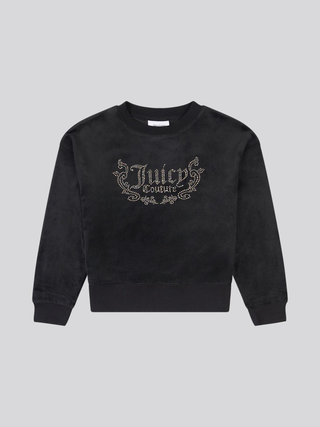  image of juicy-couture-girls-diamante-crew-neck-sweatshirt-black