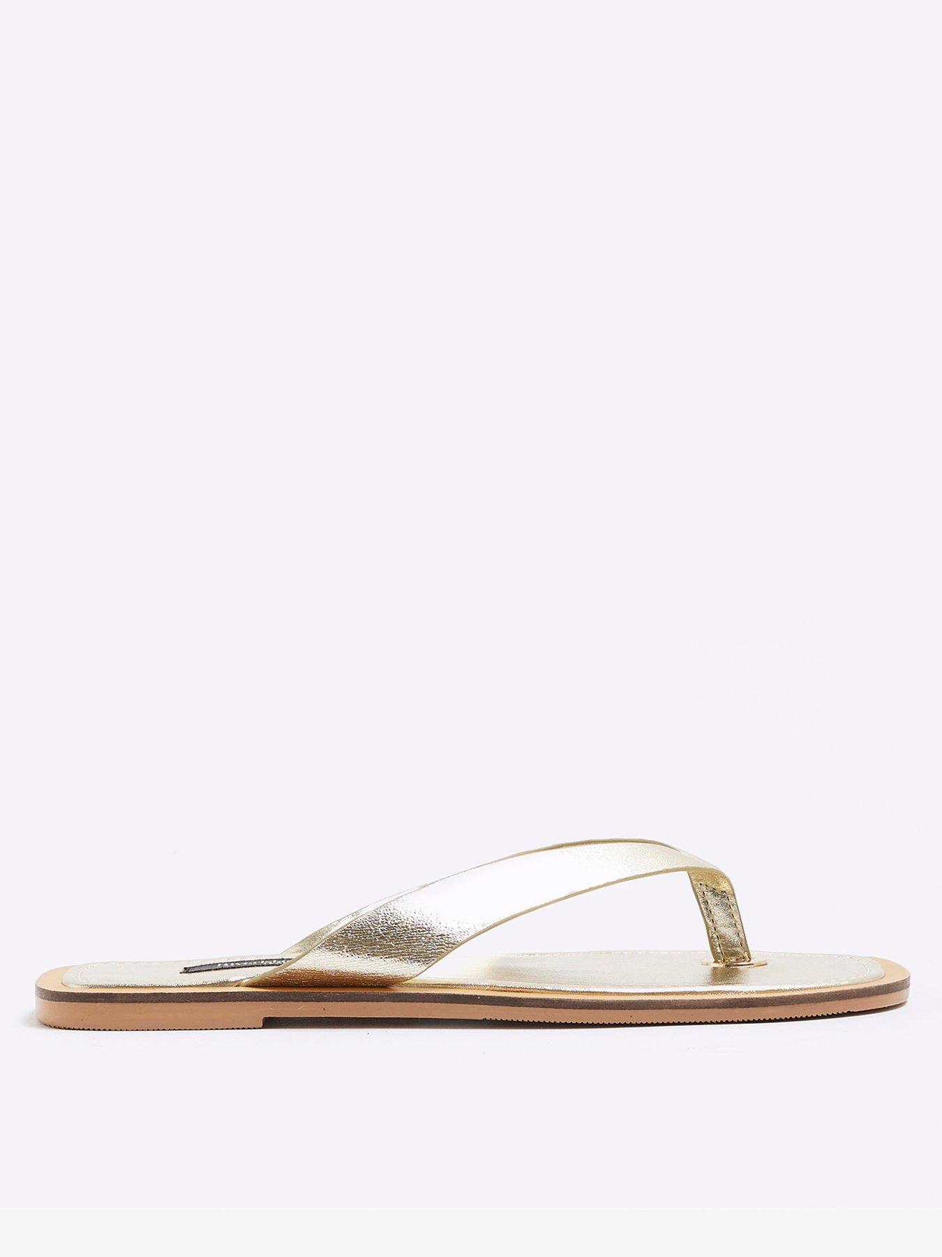 undefined Toe Thong Flat Sandal - Gold