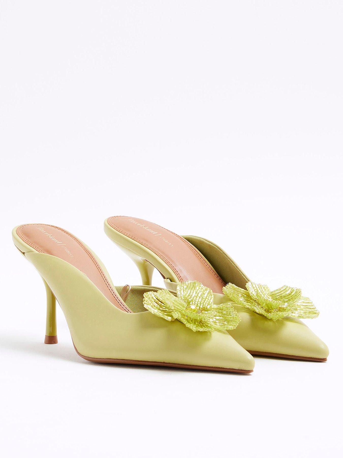  image of river-island-beaded-flower-court-shoe-green