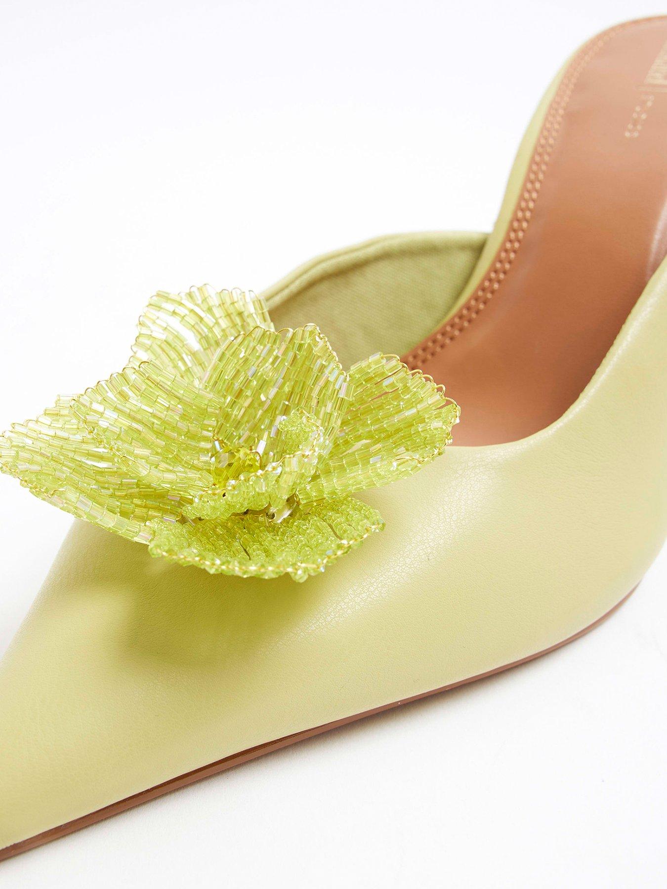  image of river-island-beaded-flower-court-shoe-green