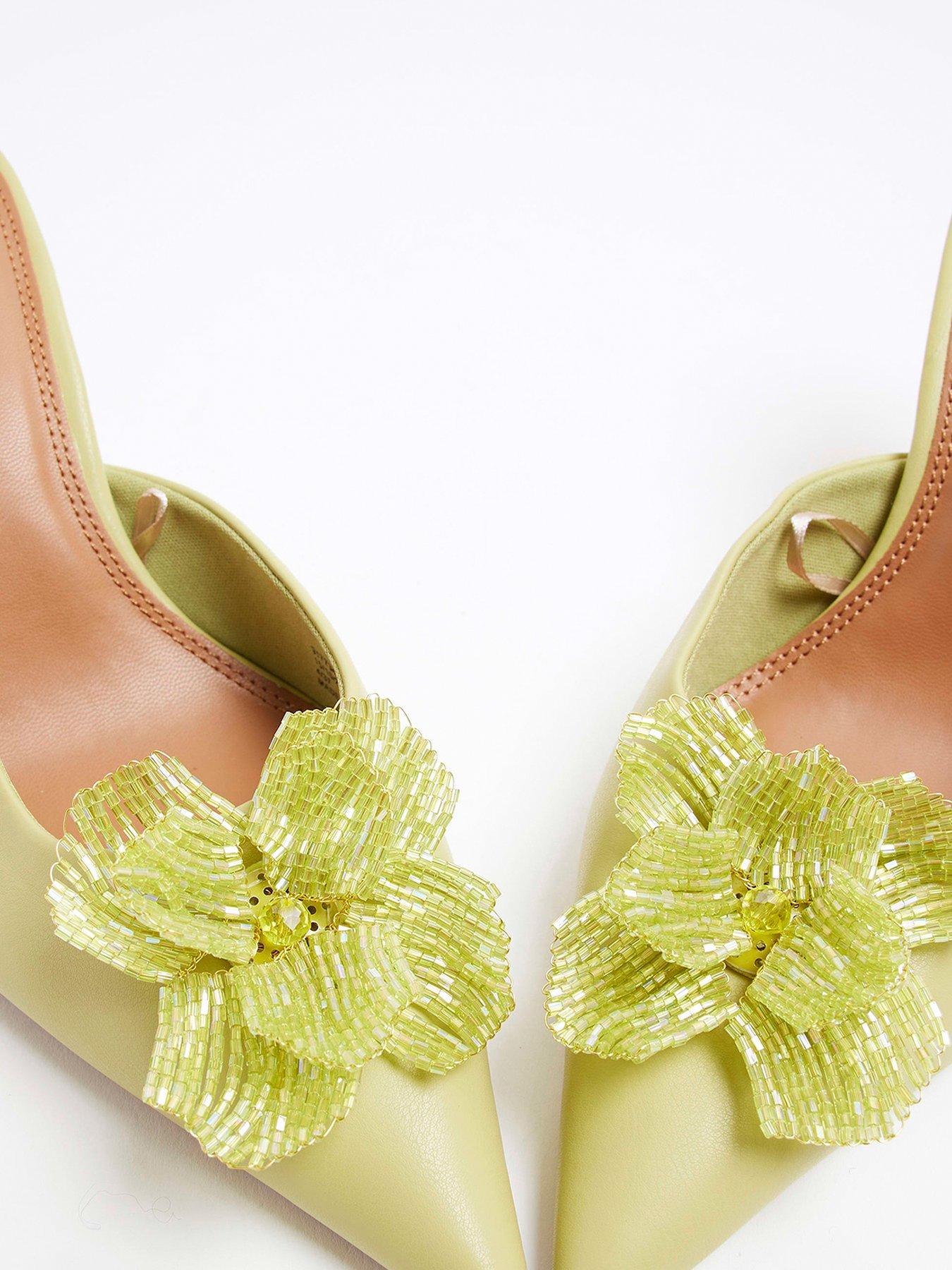  image of river-island-beaded-flower-court-shoe-green