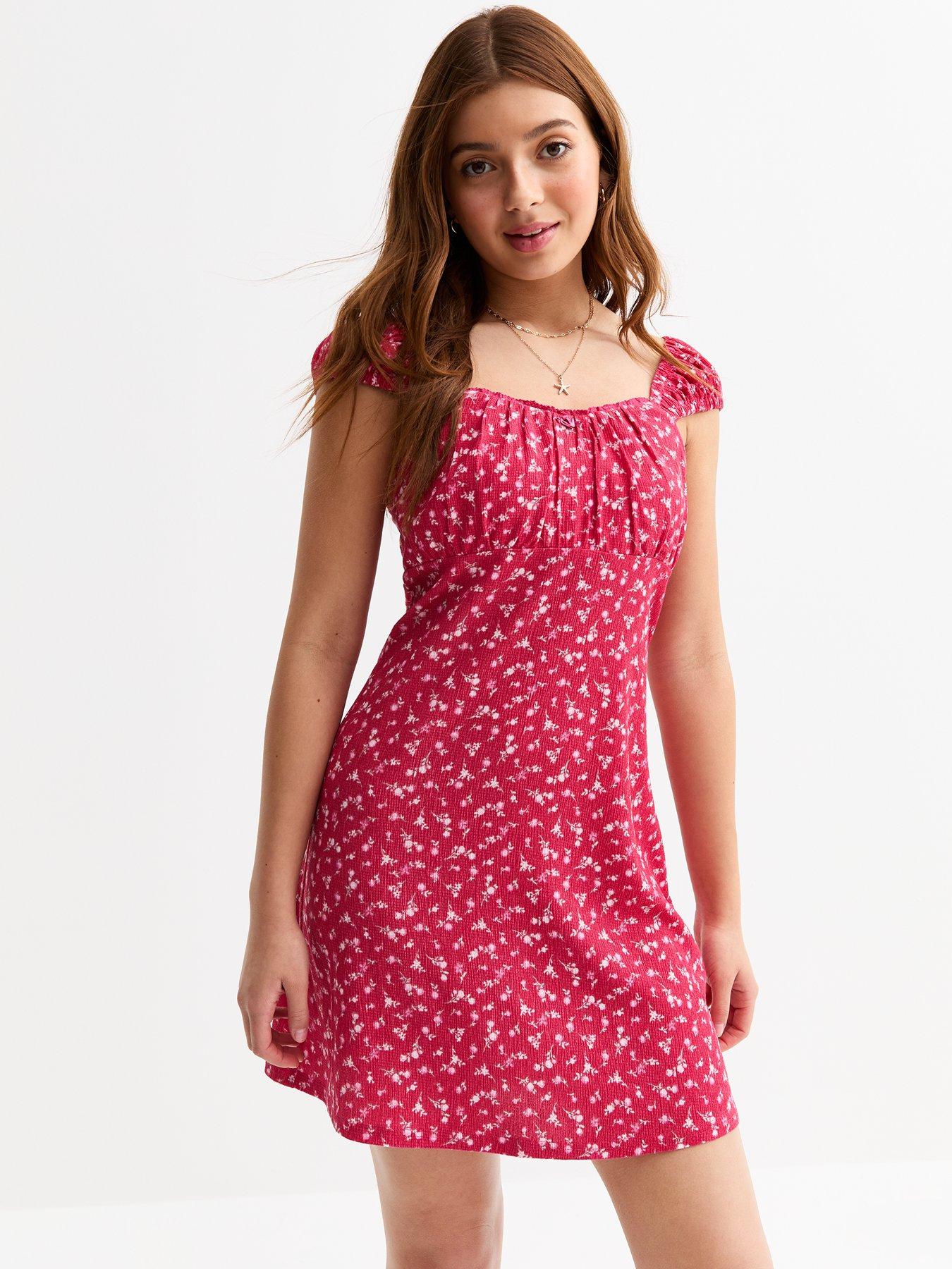 new-look-915-girls-floral-print-dress-pink