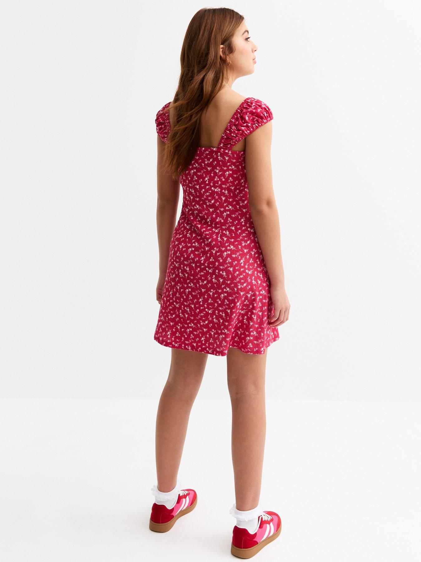  image of new-look-915-girls-floral-print-dress-pink