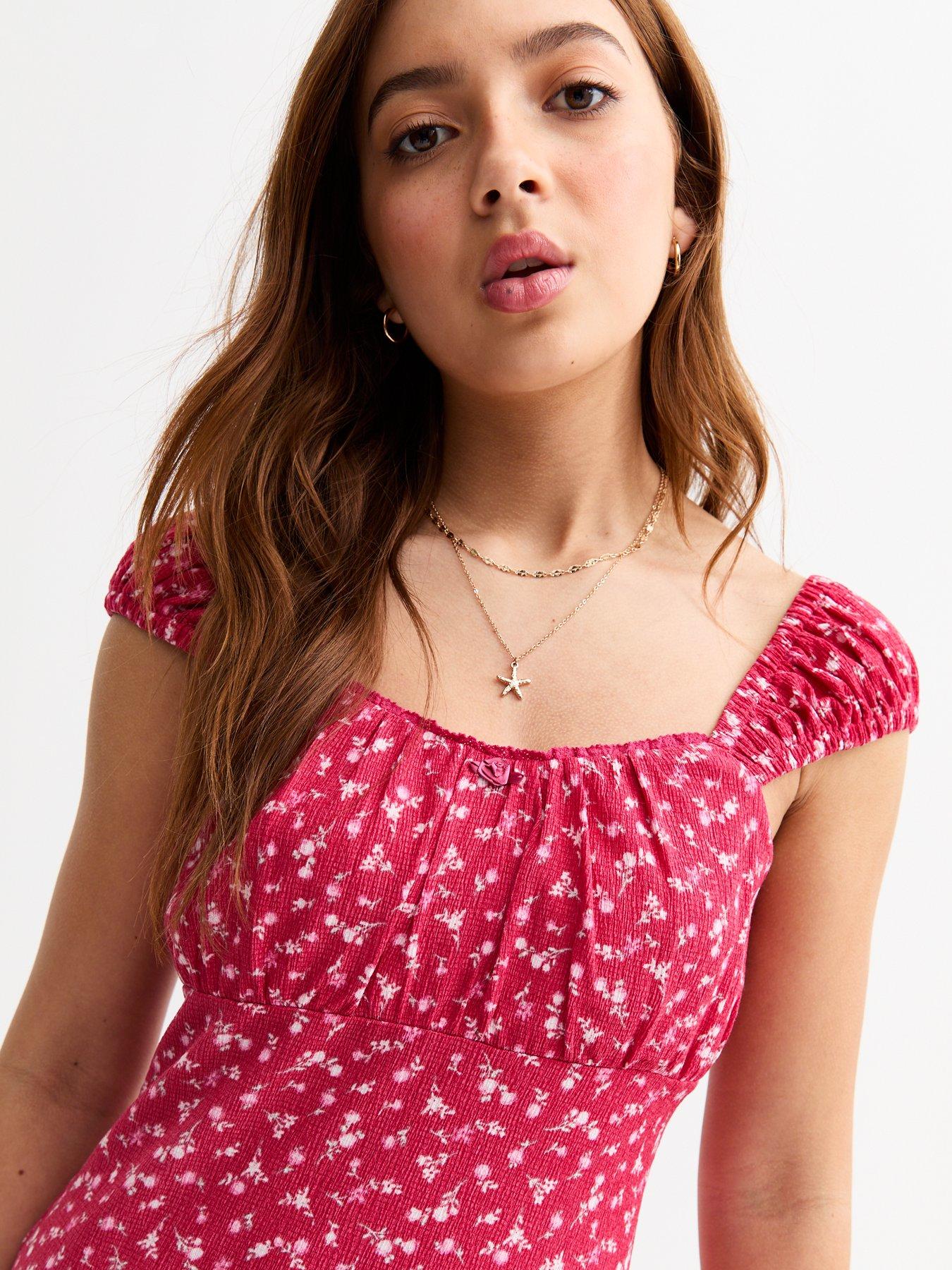  image of new-look-915-girls-floral-print-dress-pink