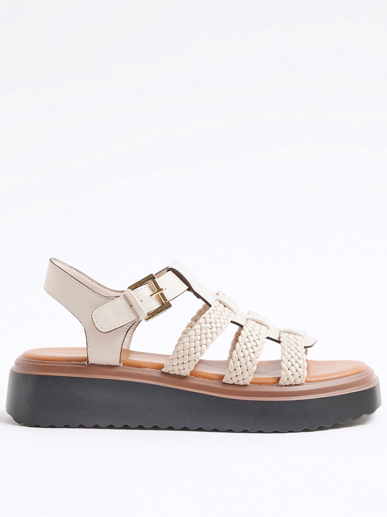 front image of river-island-fisherman-flatform-sandal-cream