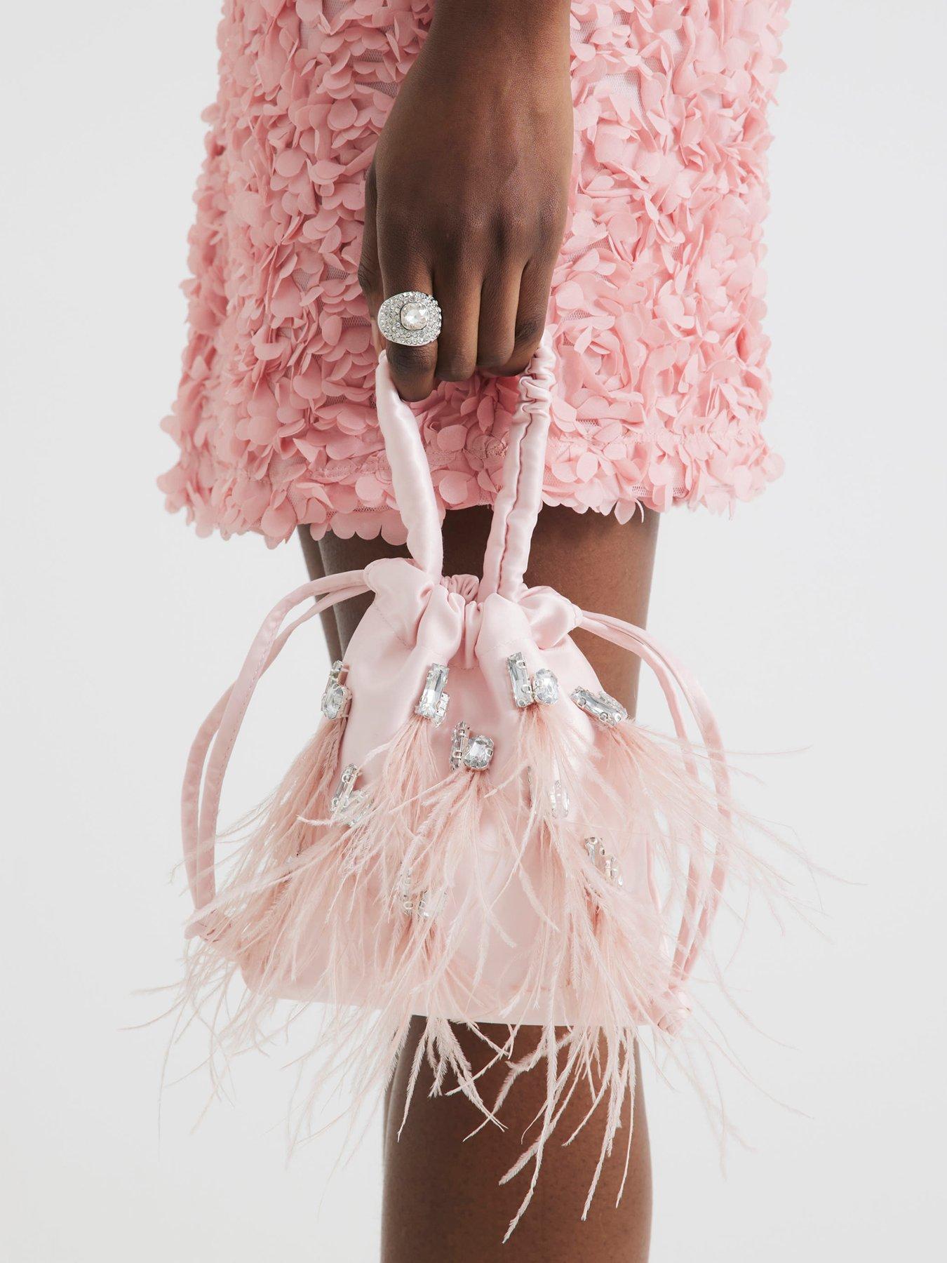  image of river-island-feather-embellished-bag-pink