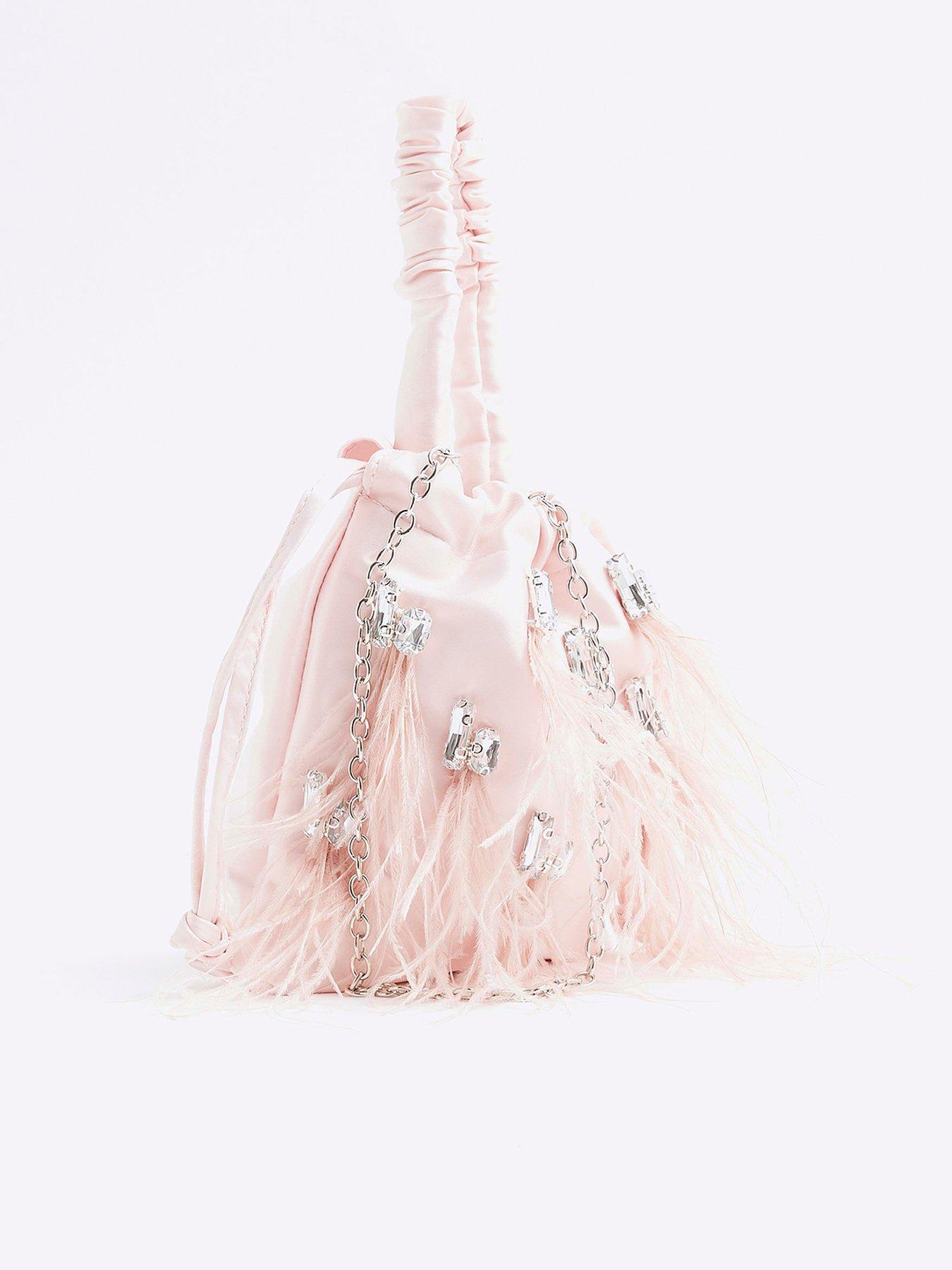River Island Feather Embellished Bag Pink Littlewoods