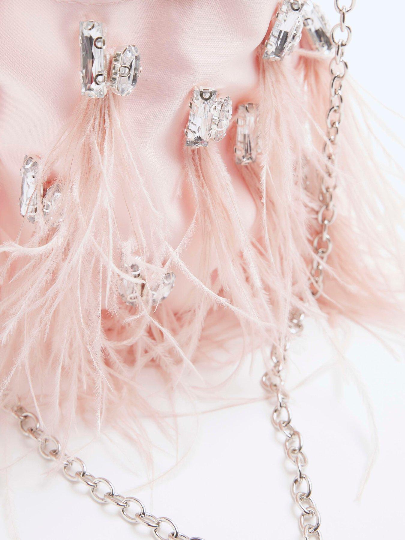 image of river-island-feather-embellished-bag-pink