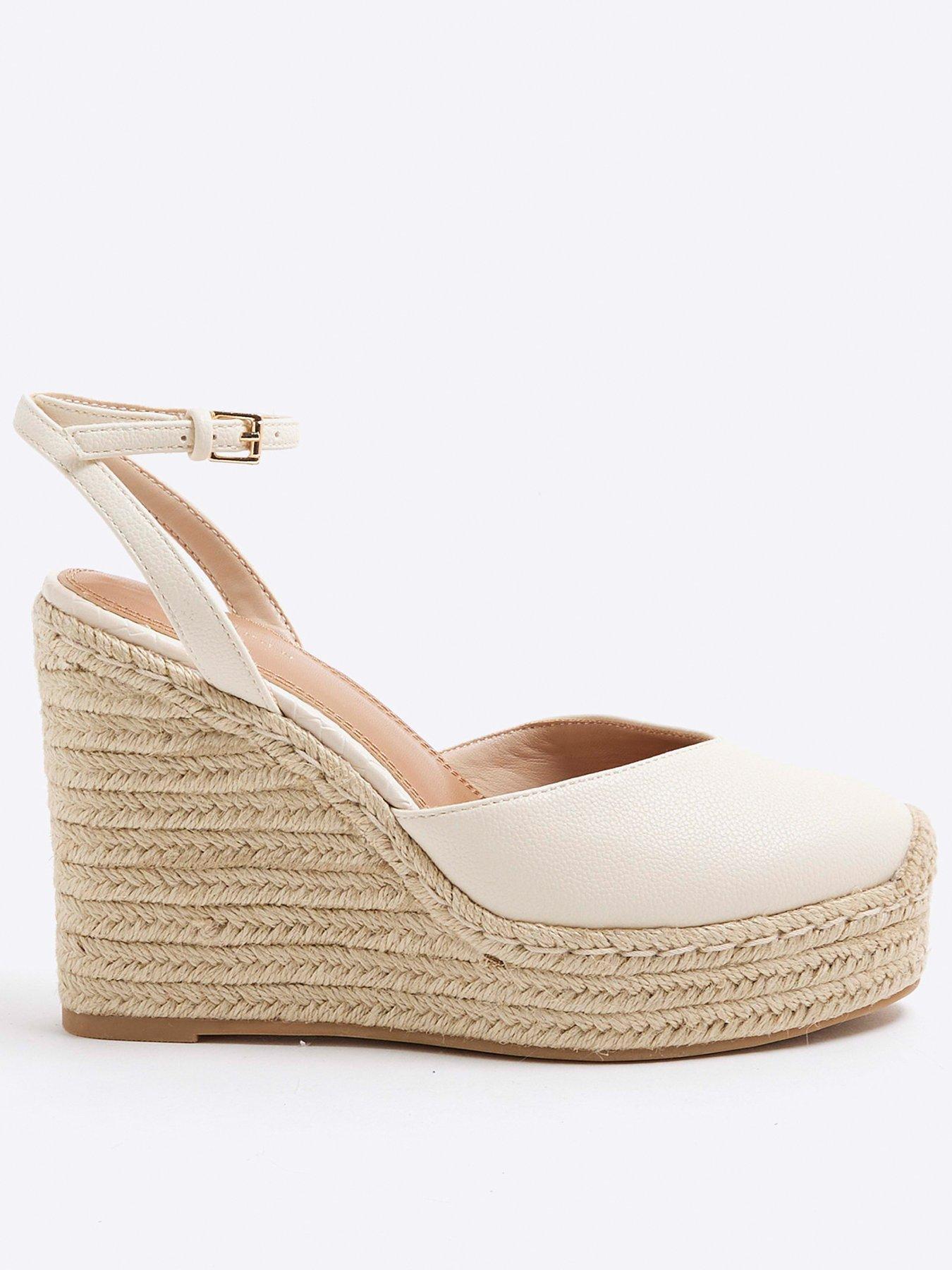 front image of river-island-close-toe-wedge-cream