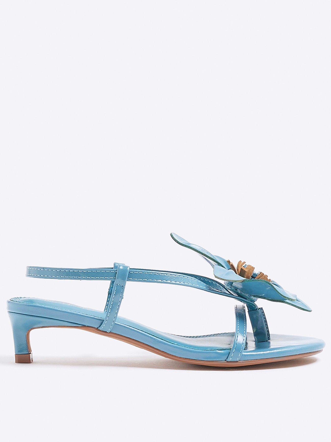  image of river-island-flower-detail-kitten-heel-blue