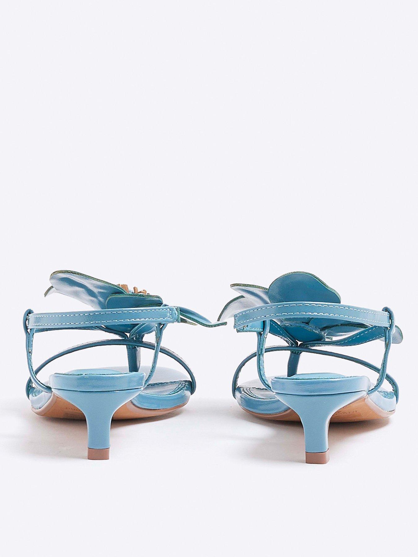  image of river-island-flower-detail-kitten-heel-blue