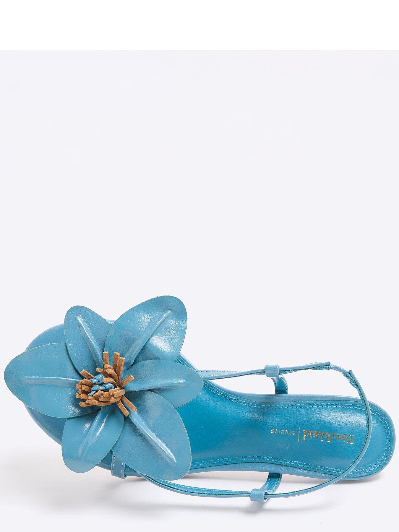 image of river-island-flower-detail-kitten-heel-blue