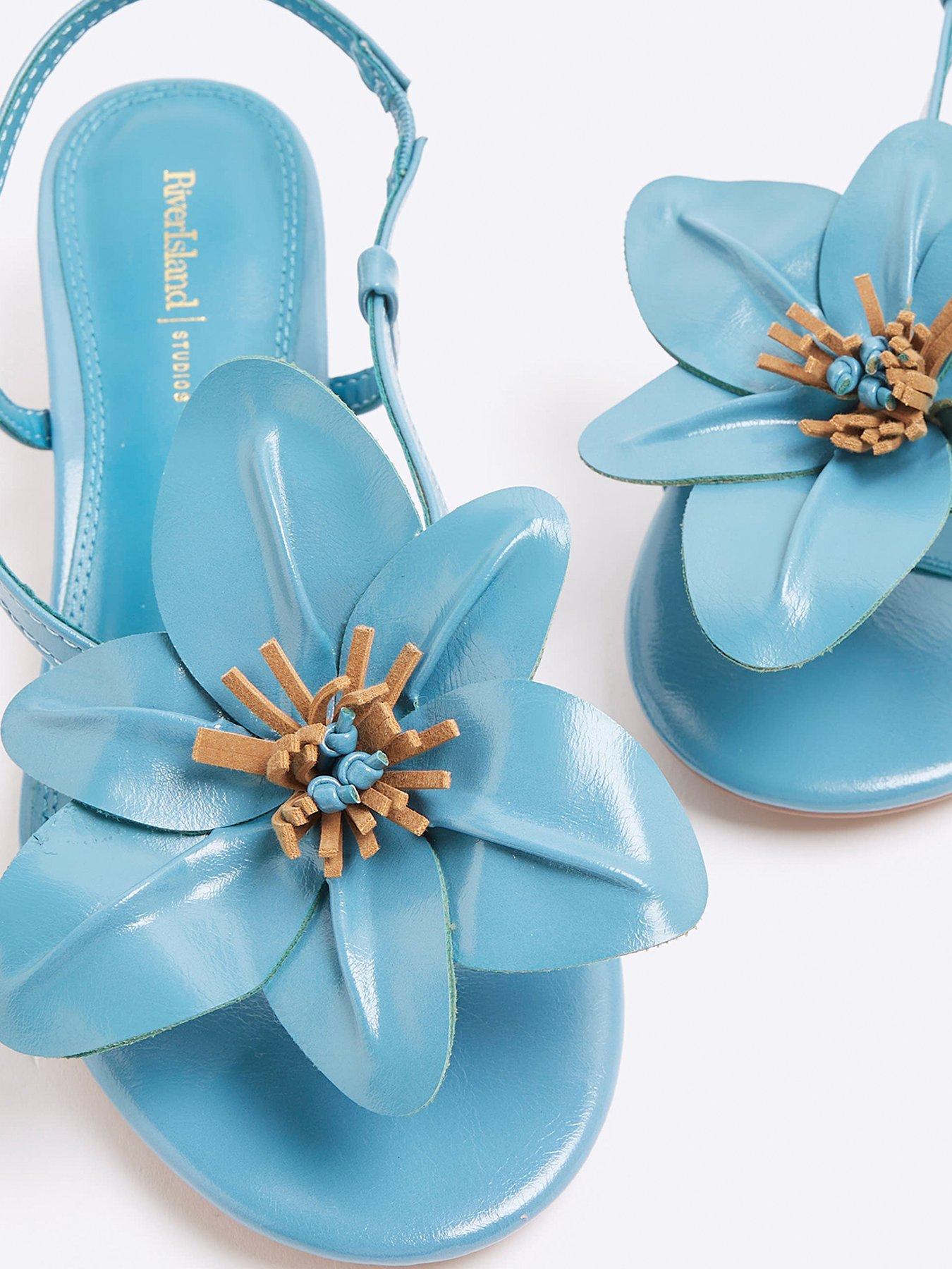  image of river-island-flower-detail-kitten-heel-blue