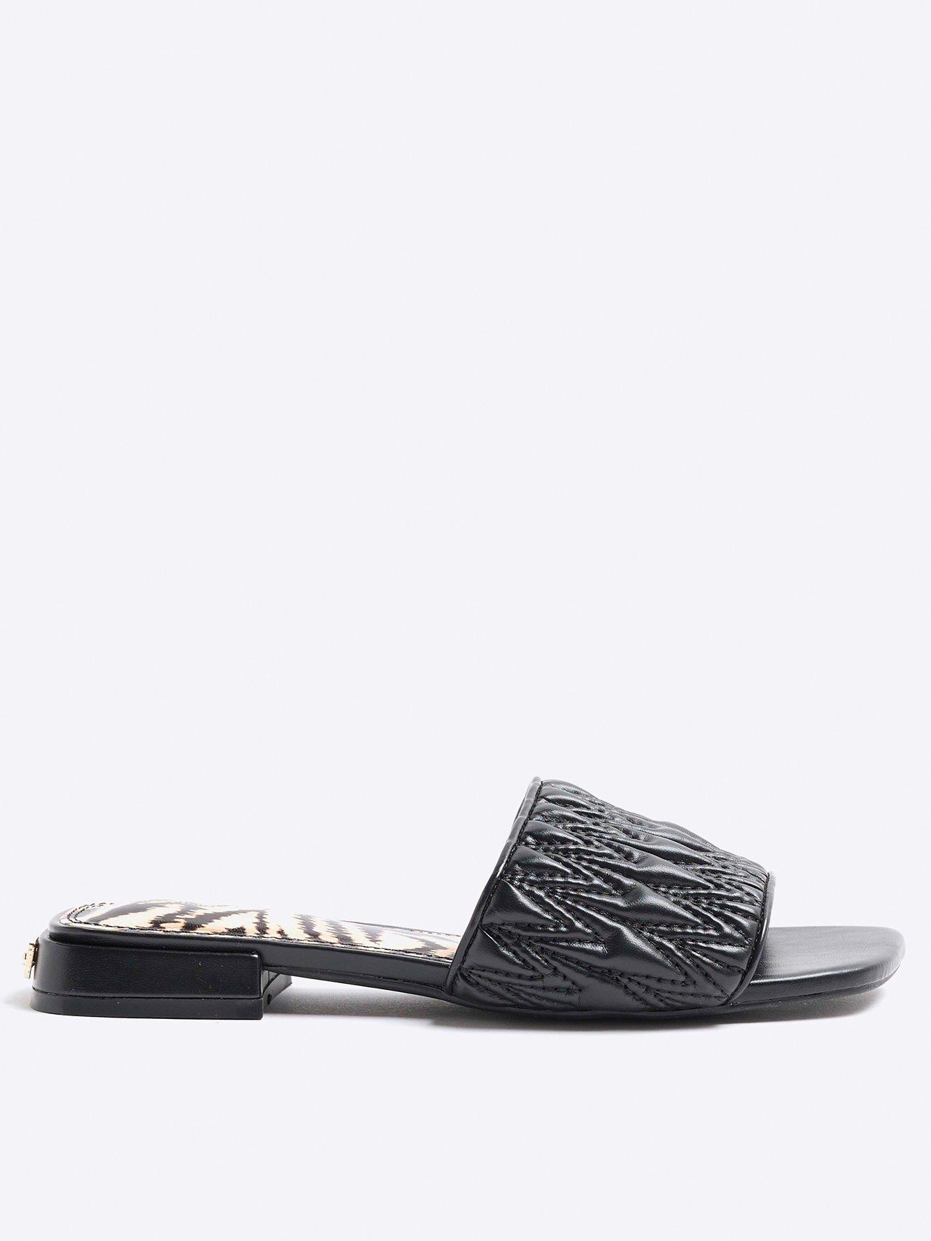 river-island-textured-mule-flat-sandal-black