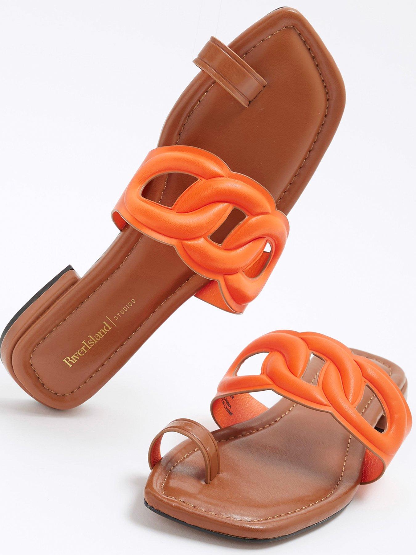  image of river-island-toe-loop-slat-sandal-orange