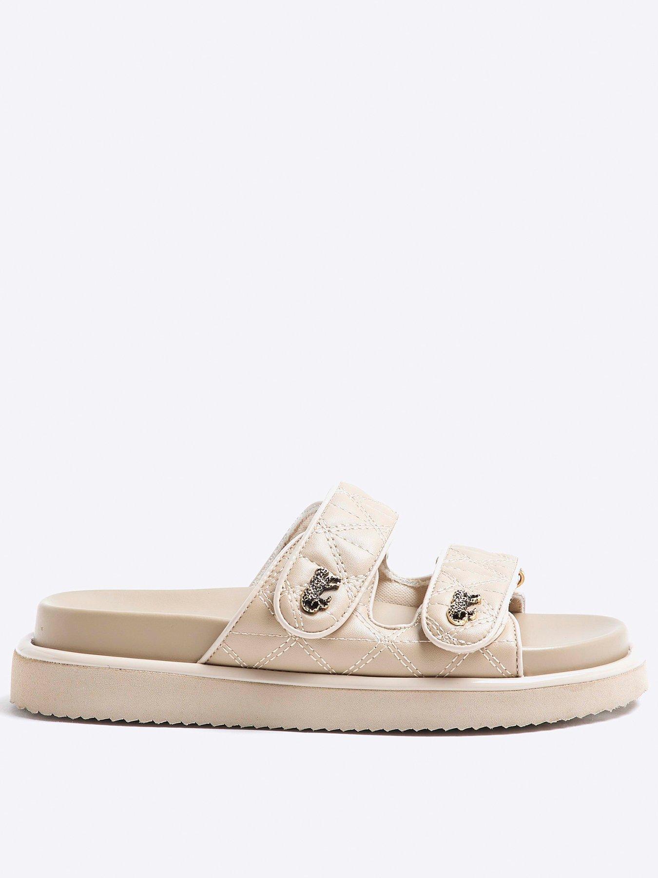  image of river-island-quilted-chunky-sandal-beige