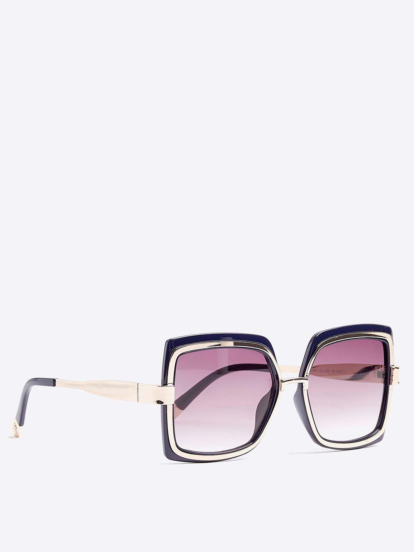  image of river-island-oversized-metal-glam-square-sunglasses-navy