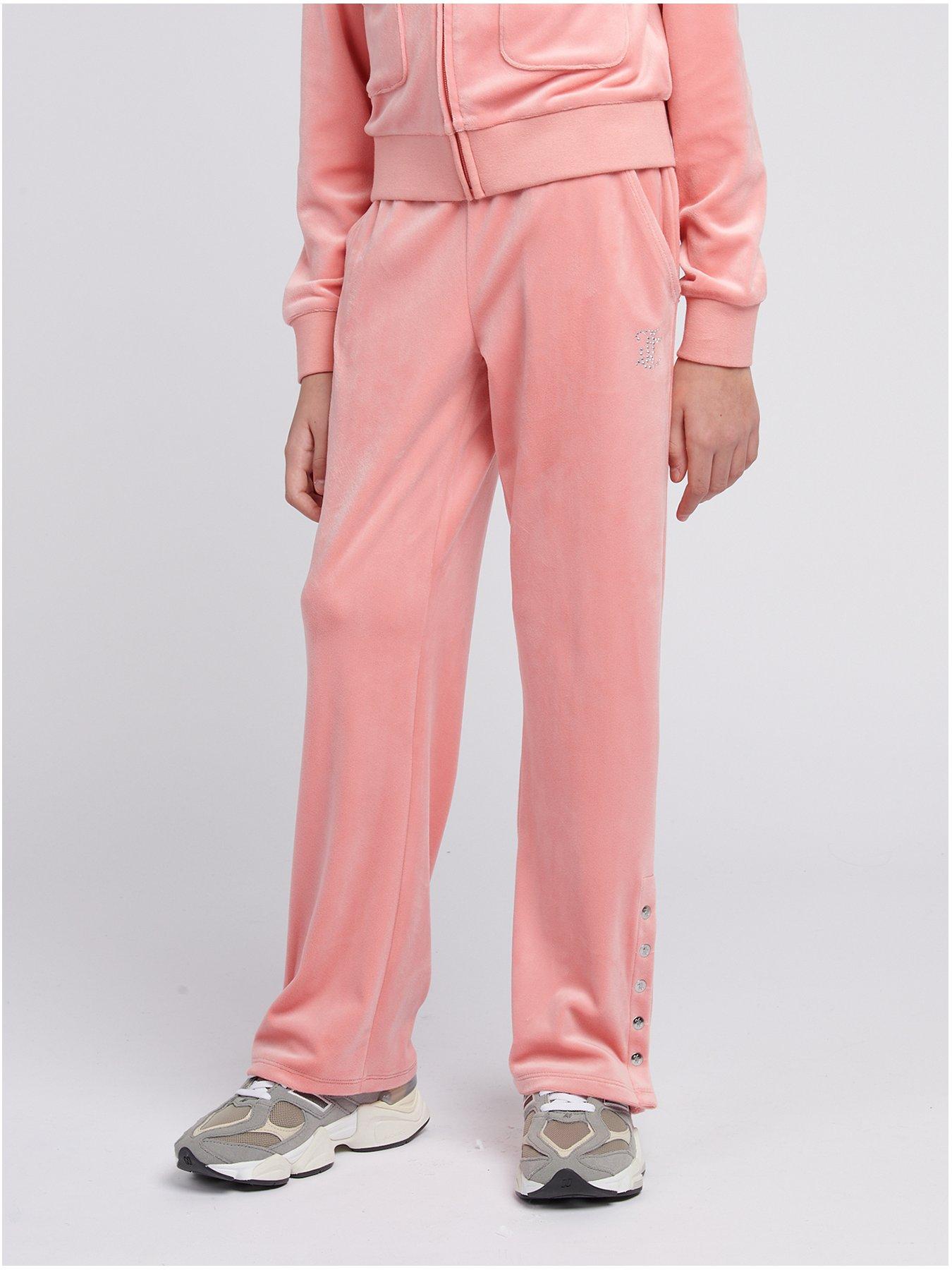 Image 1 of 7 of Juicy Couture Girls Popper Straight Leg Joggers - Light Orange