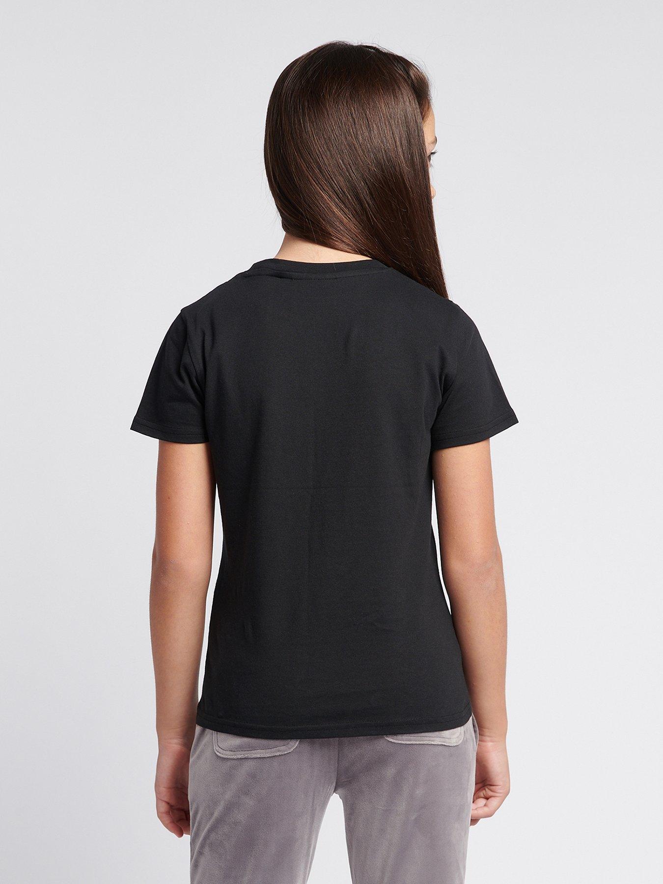  image of juicy-couture-girls-diamante-fitted-short-sleeve-t-shirt-black