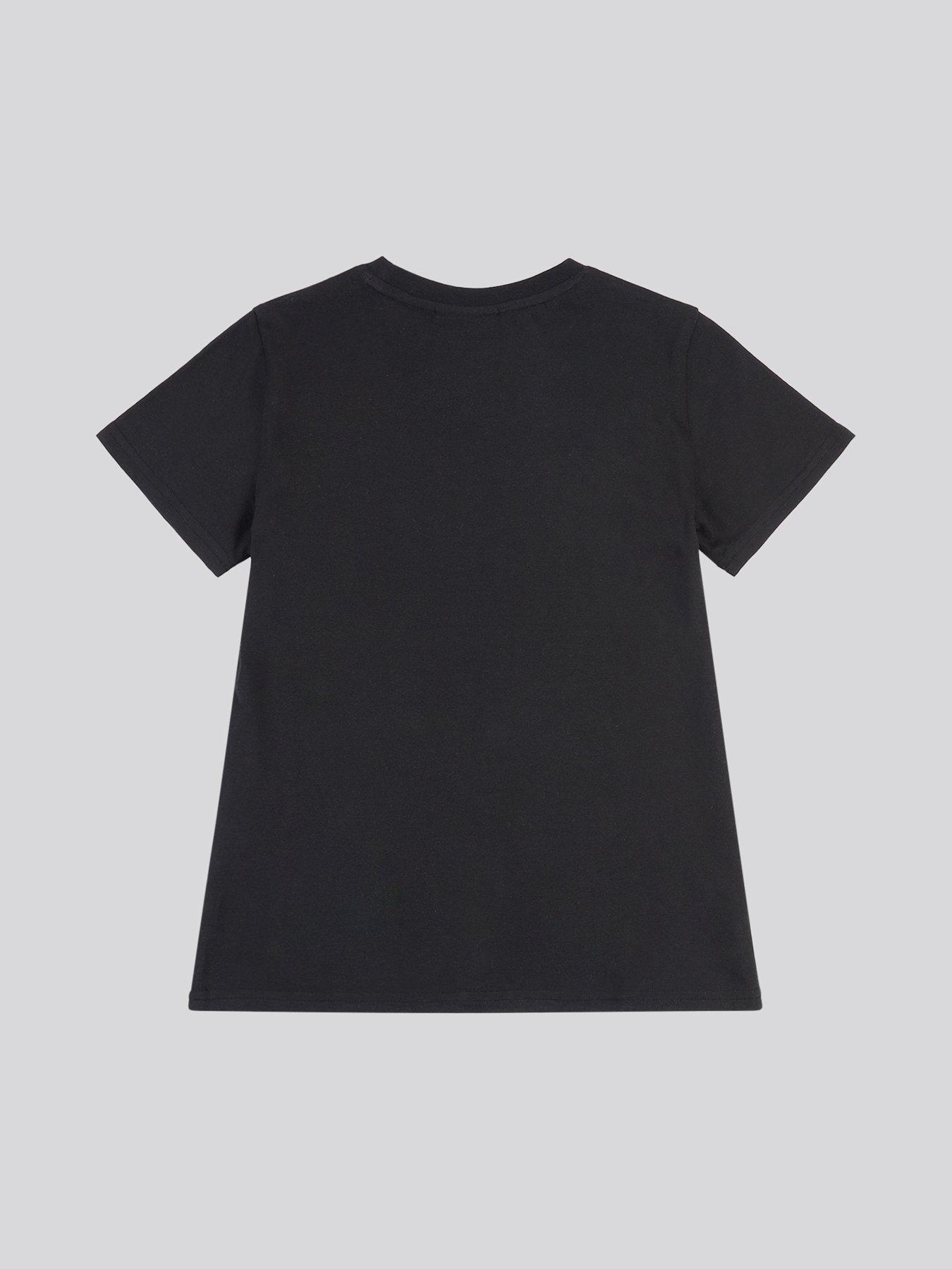 image of juicy-couture-girls-diamante-fitted-short-sleeve-t-shirt-black