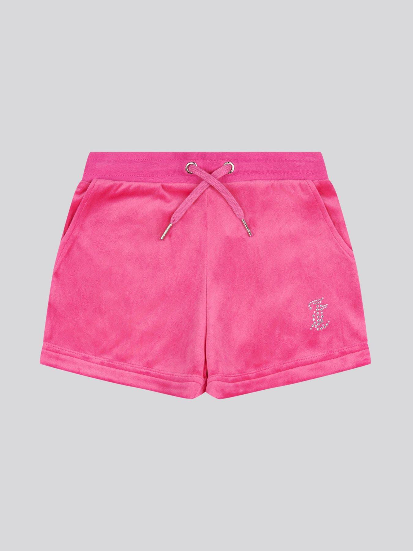  image of juicy-couture-girls-diamante-velour-fold-up-short-dark-pink