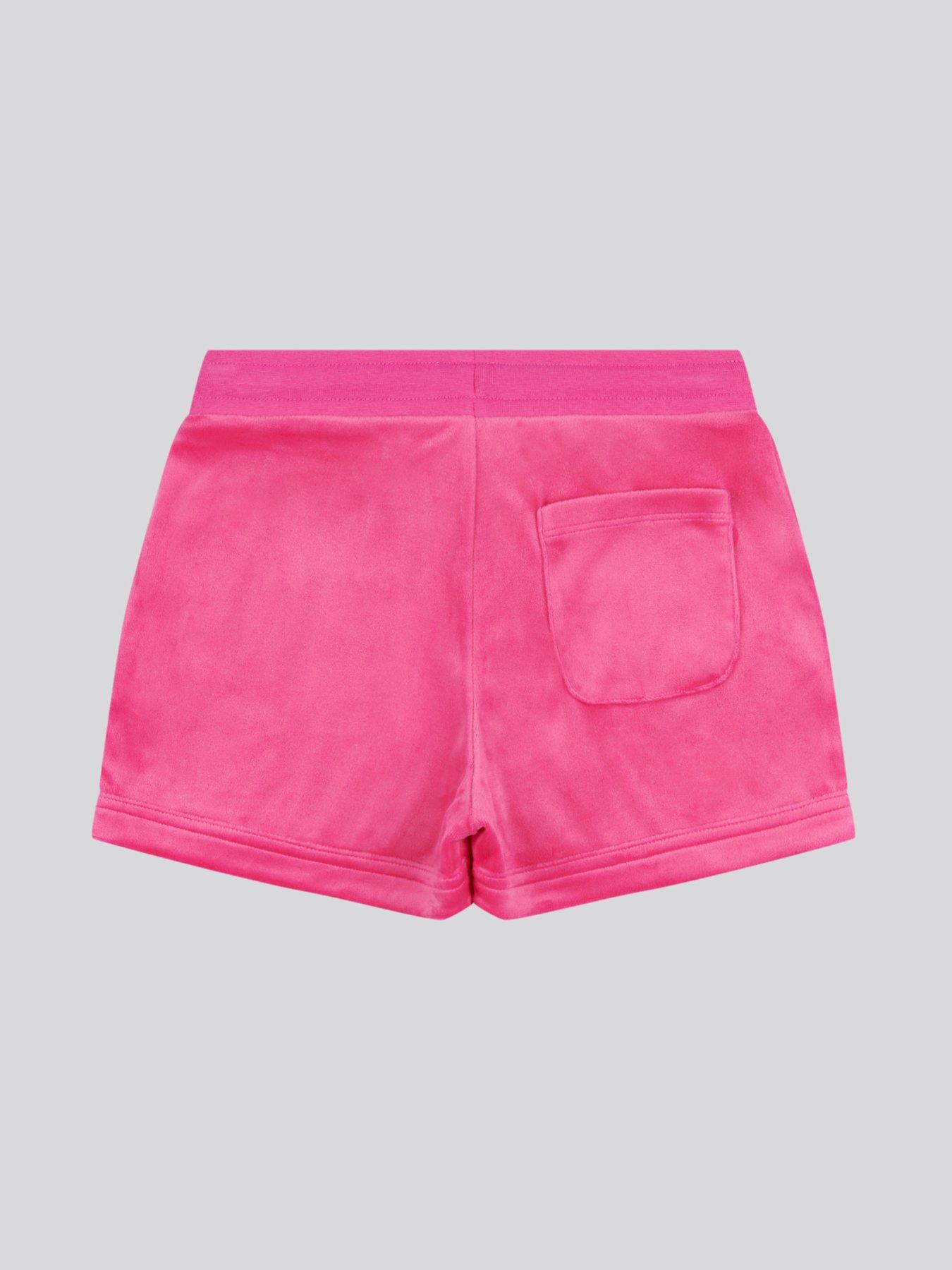 image of juicy-couture-girls-diamante-velour-fold-up-short-dark-pink