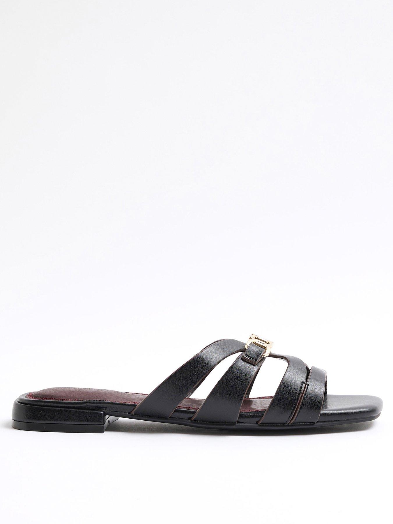 undefined Strappy Flat Mule Sandal - Black