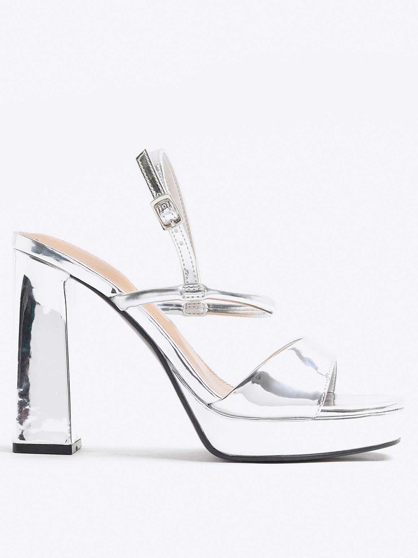 undefined Sling Back Platform - Silver