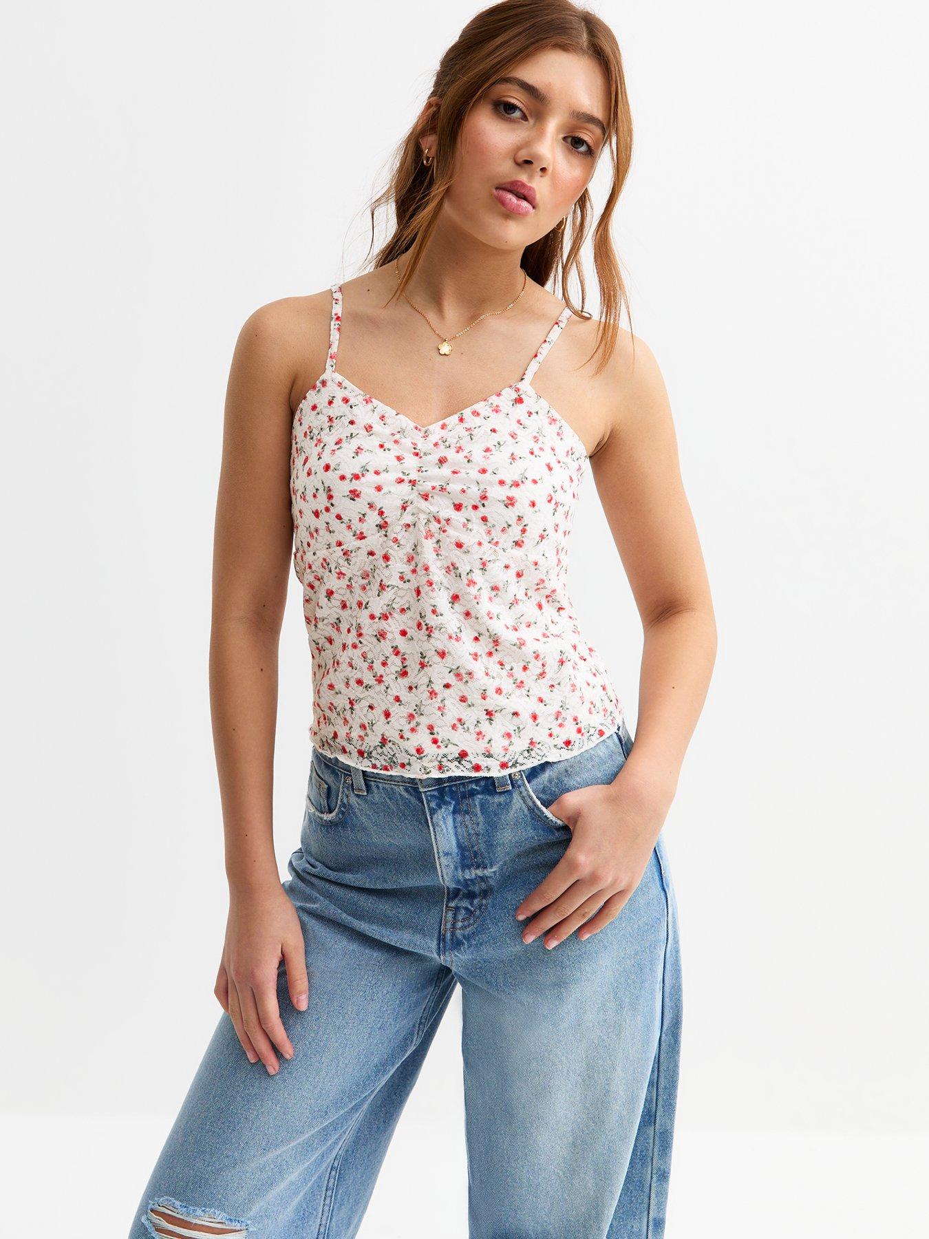 new-look-915-girls-floral-print-lace-cami-top-white