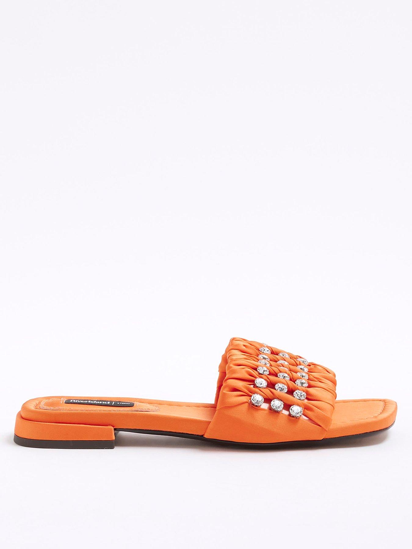  image of river-island-embellished-ruched-flat-sandal-orange