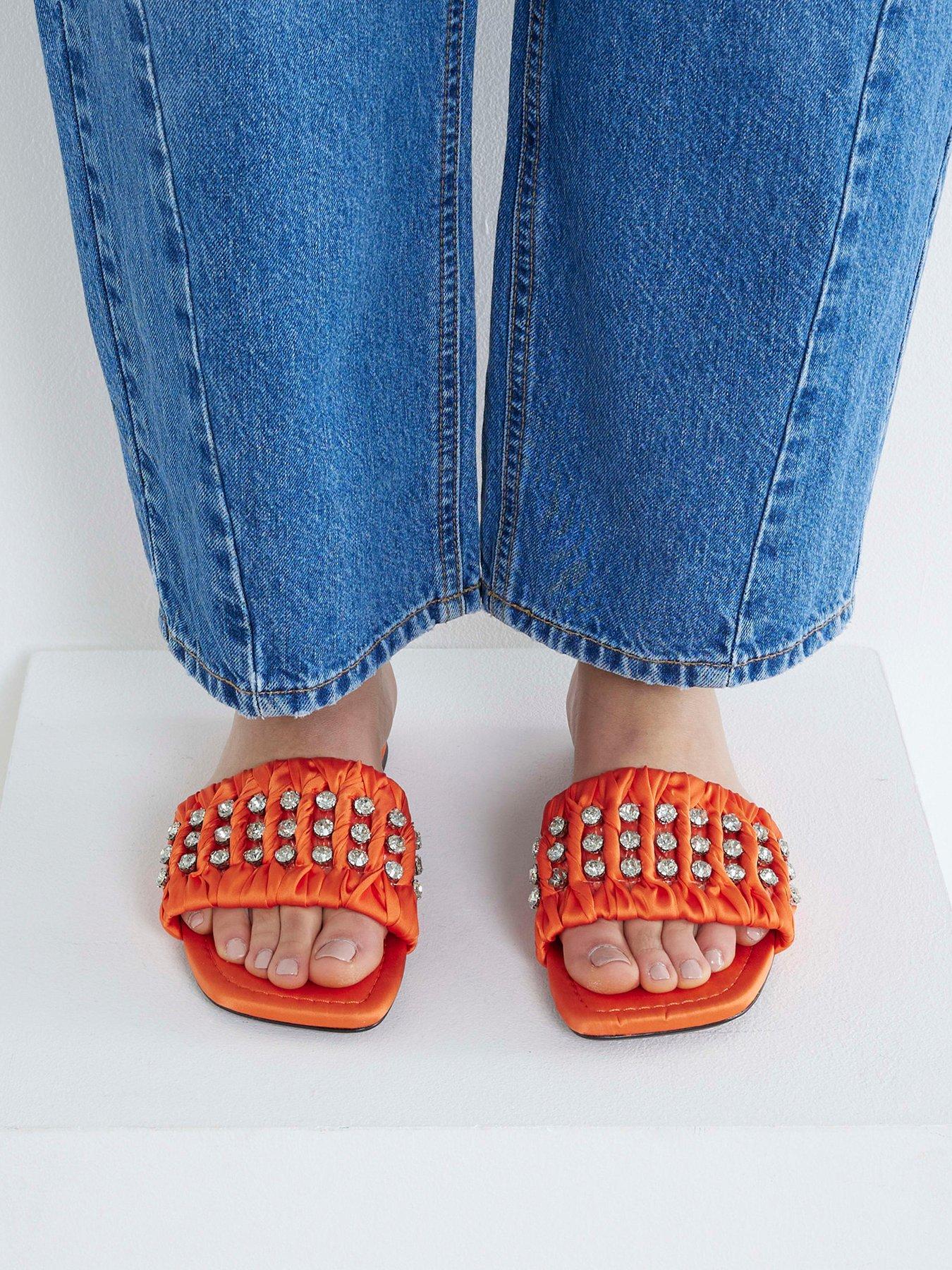  image of river-island-embellished-ruched-flat-sandal-orange