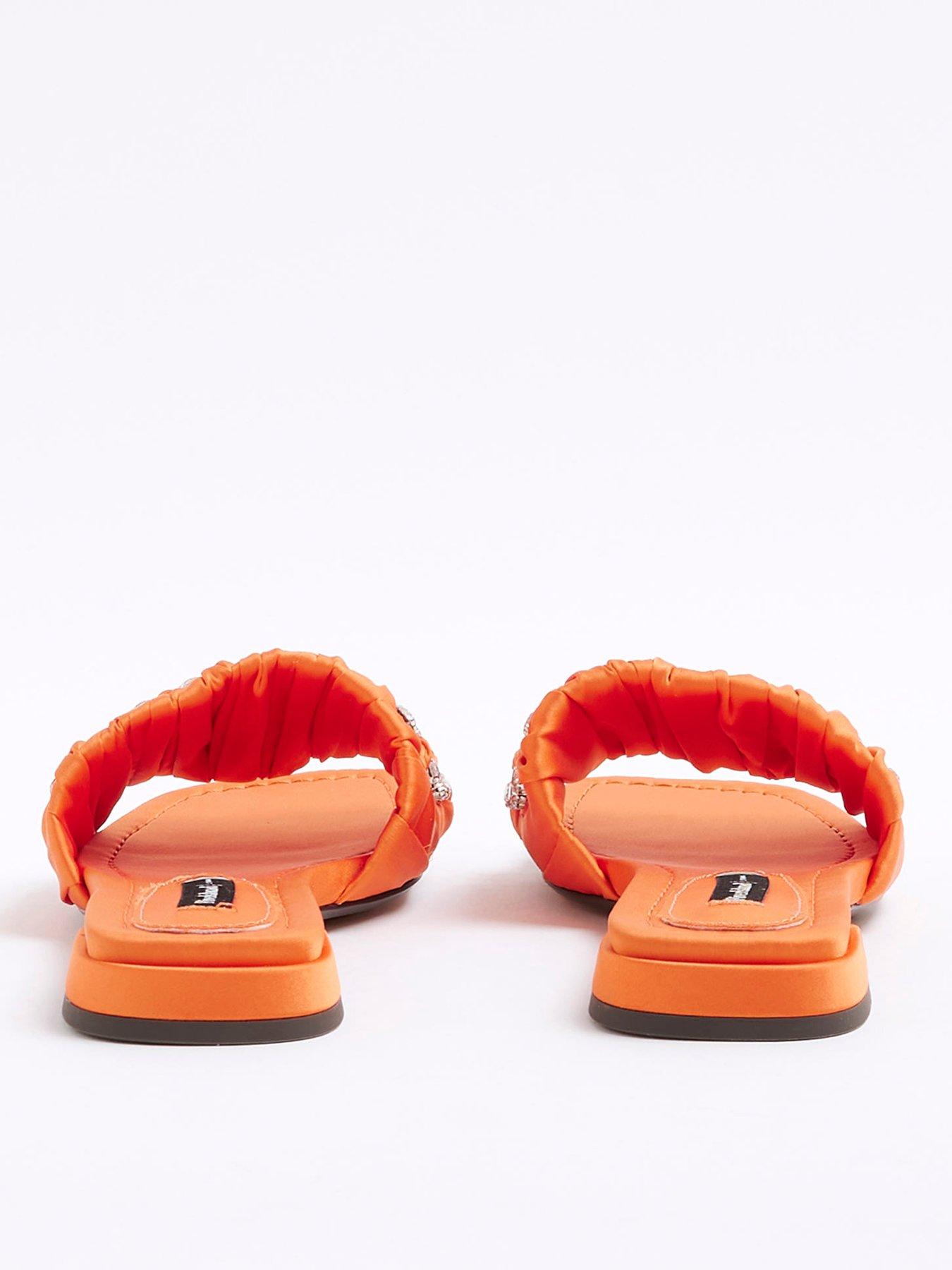  image of river-island-embellished-ruched-flat-sandal-orange