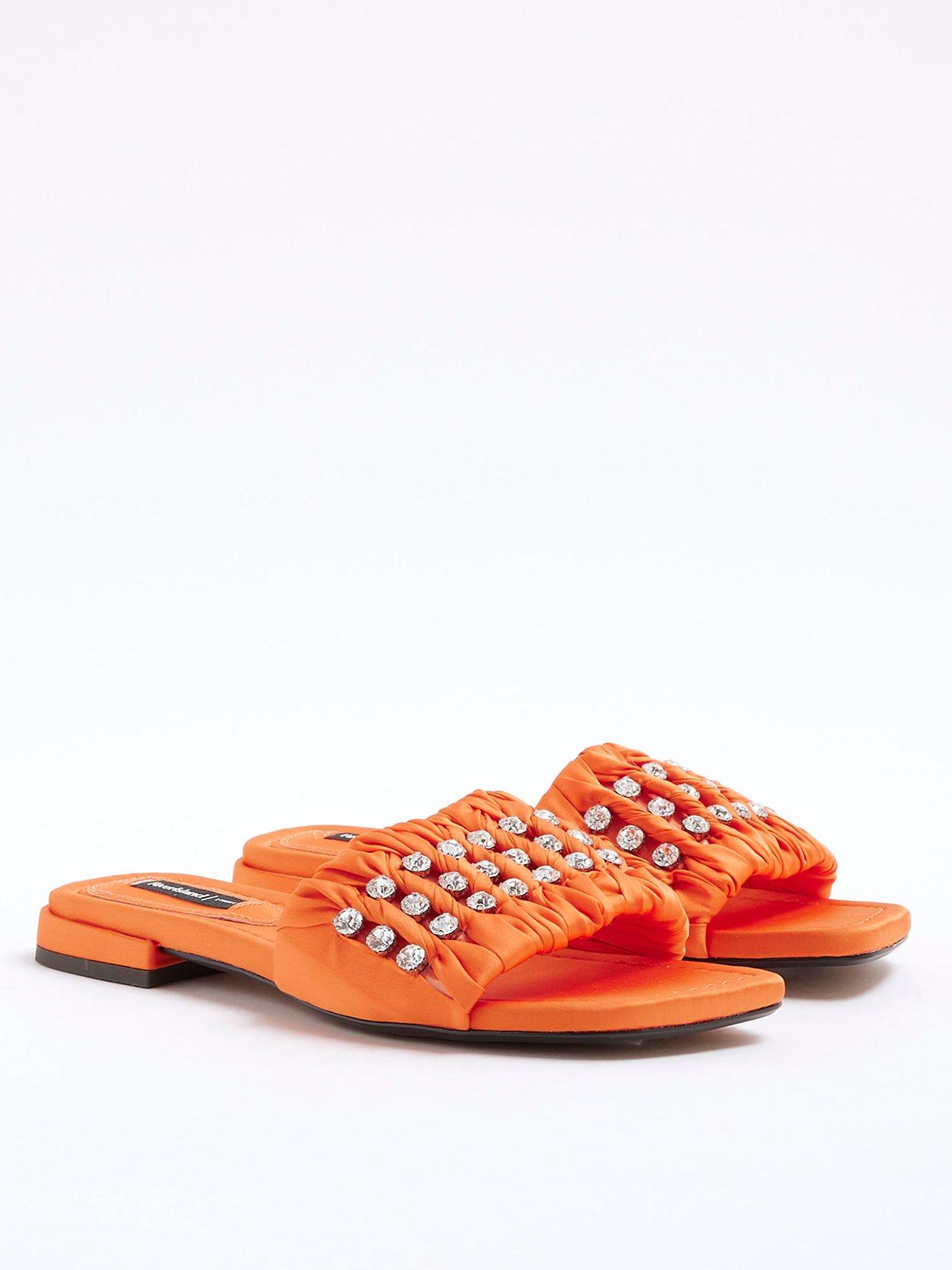  image of river-island-embellished-ruched-flat-sandal-orange