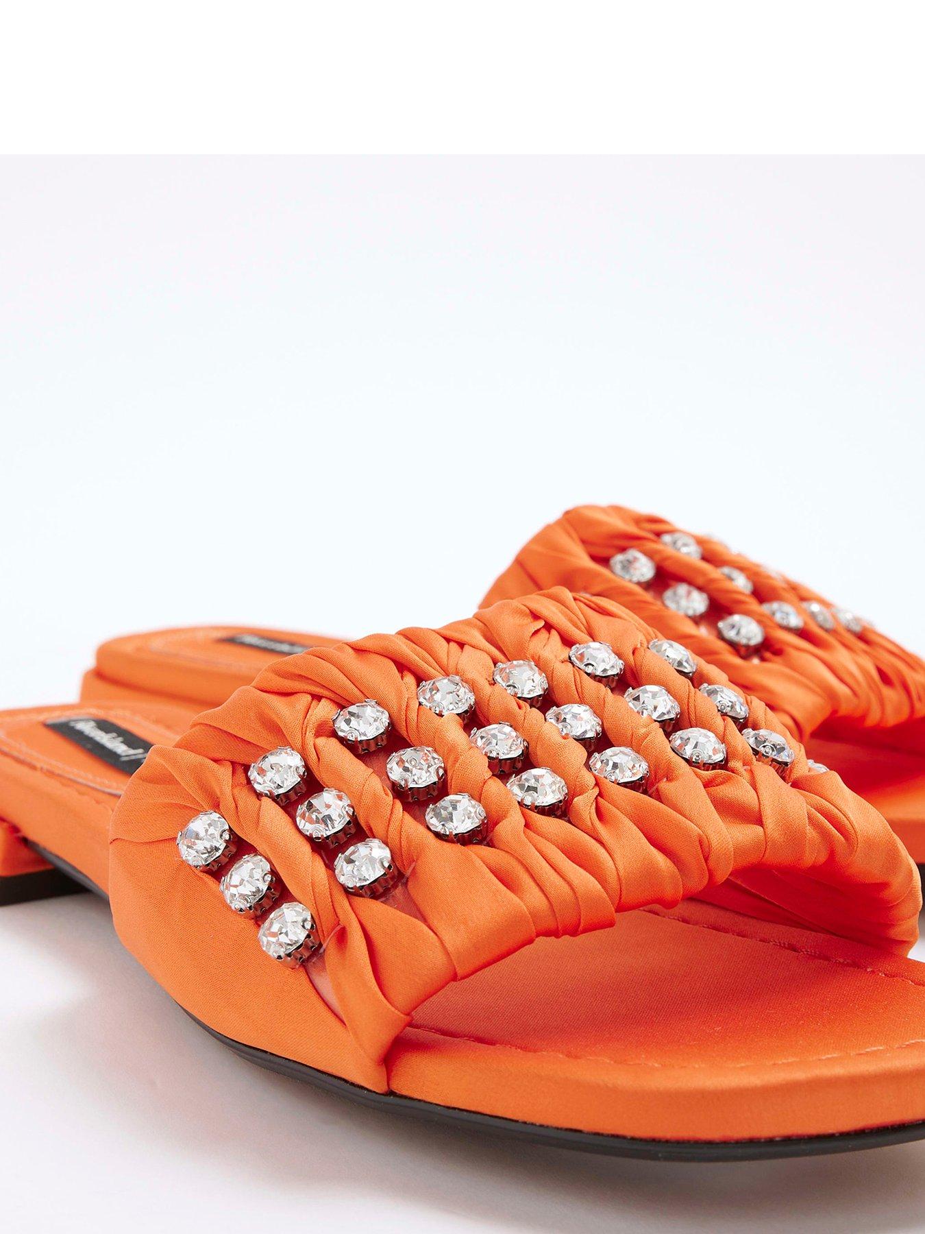  image of river-island-embellished-ruched-flat-sandal-orange