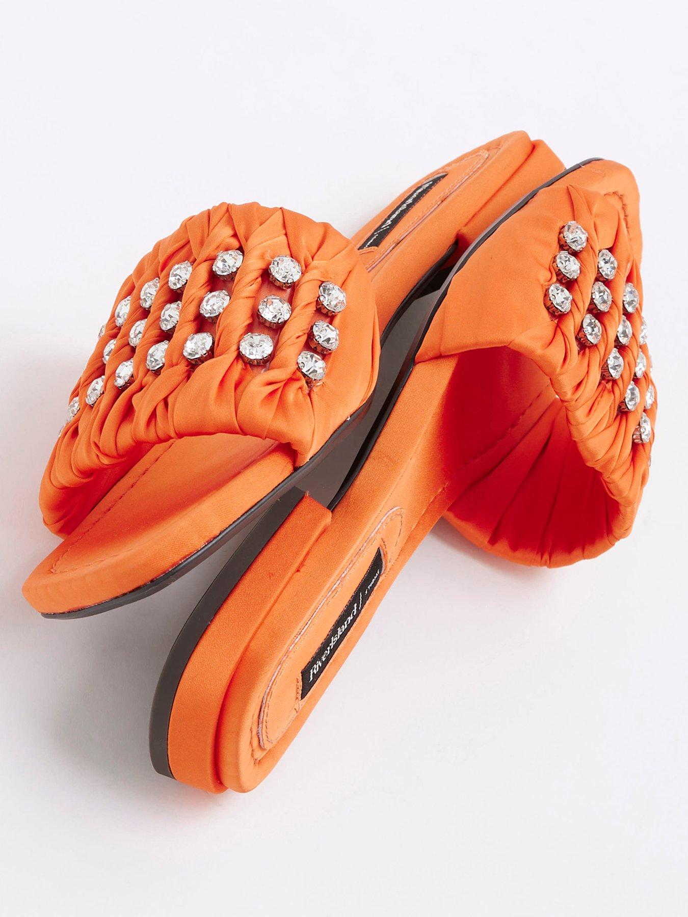  image of river-island-embellished-ruched-flat-sandal-orange
