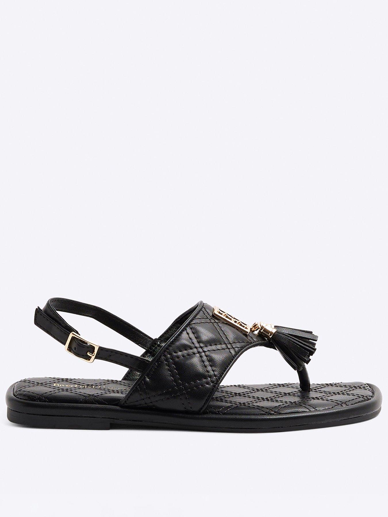 undefined Toe Thong Tassel Sandal - Black