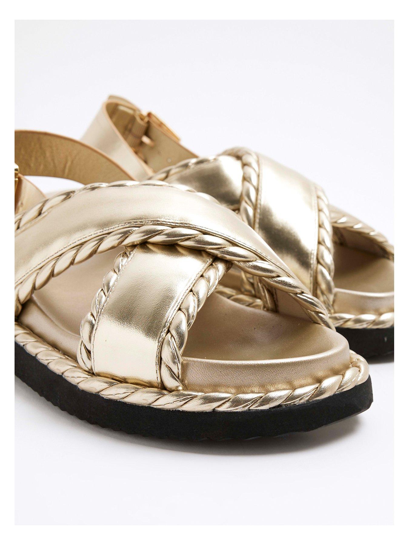  image of river-island-cross-strap-sandal-gold