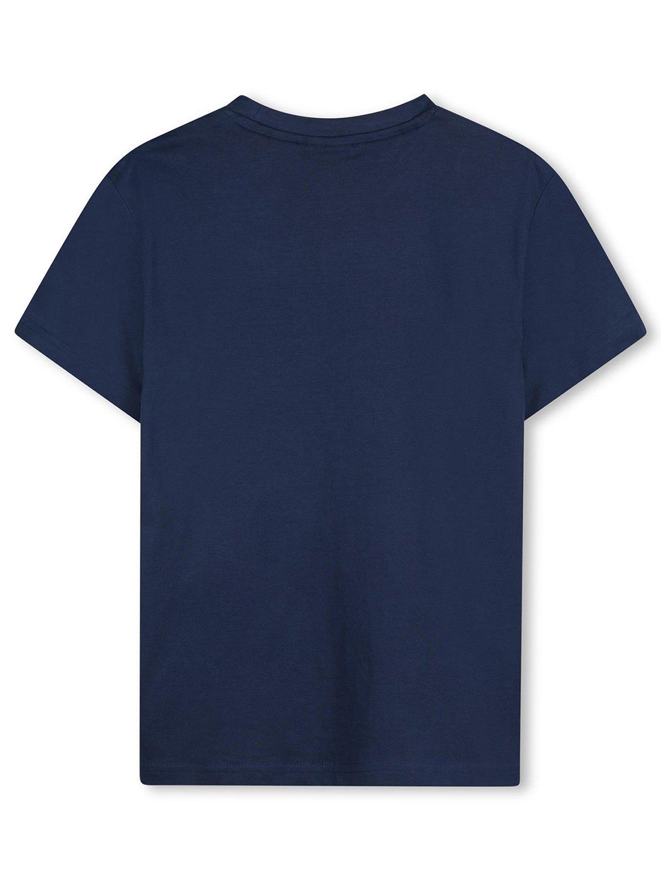  image of hugo-boys-short-sleeve-square-logo-t-shirt-navy