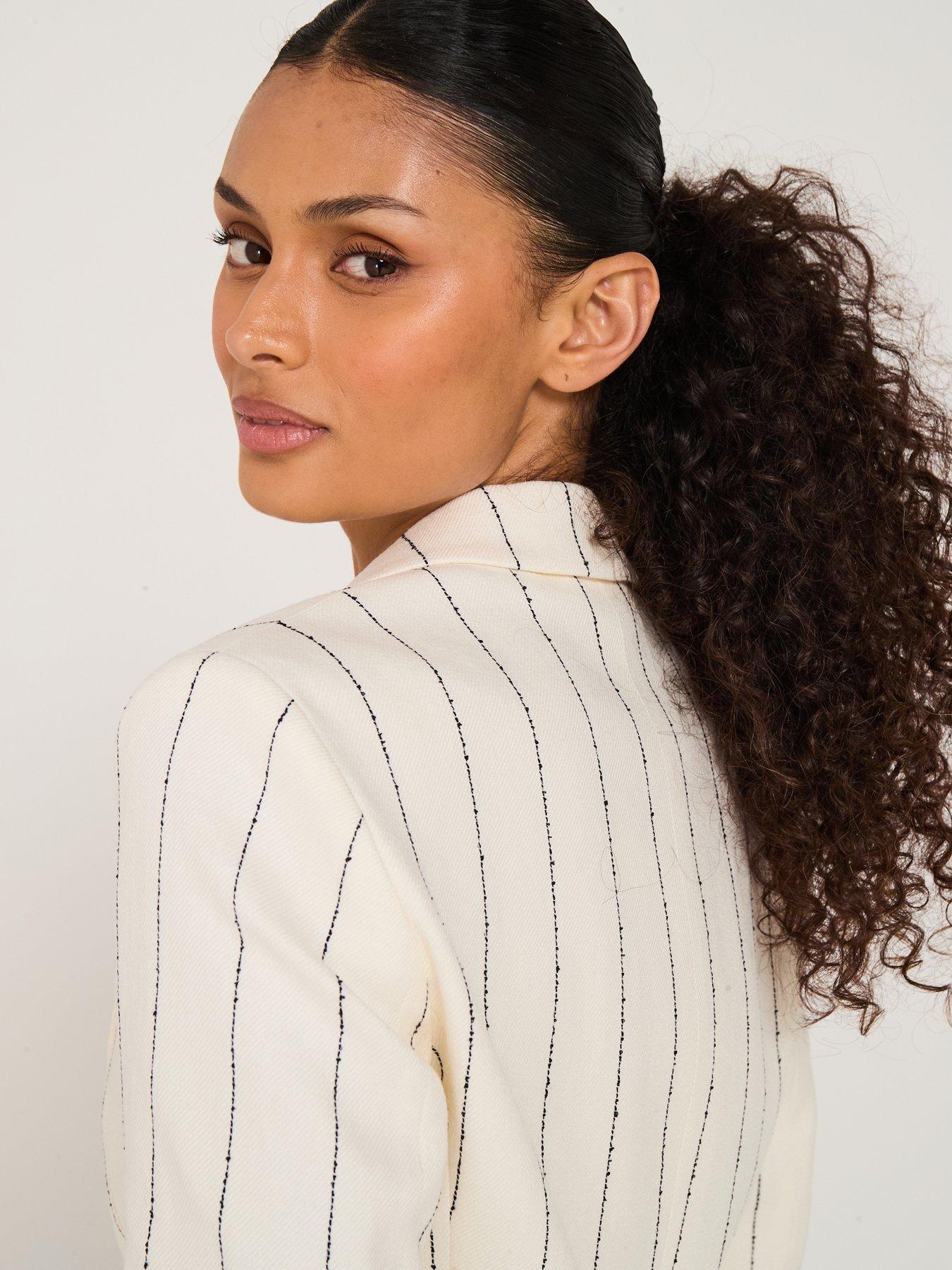 Image 5 of 6 of BOSS Jia Stripe Blazer Jacket - Off White
