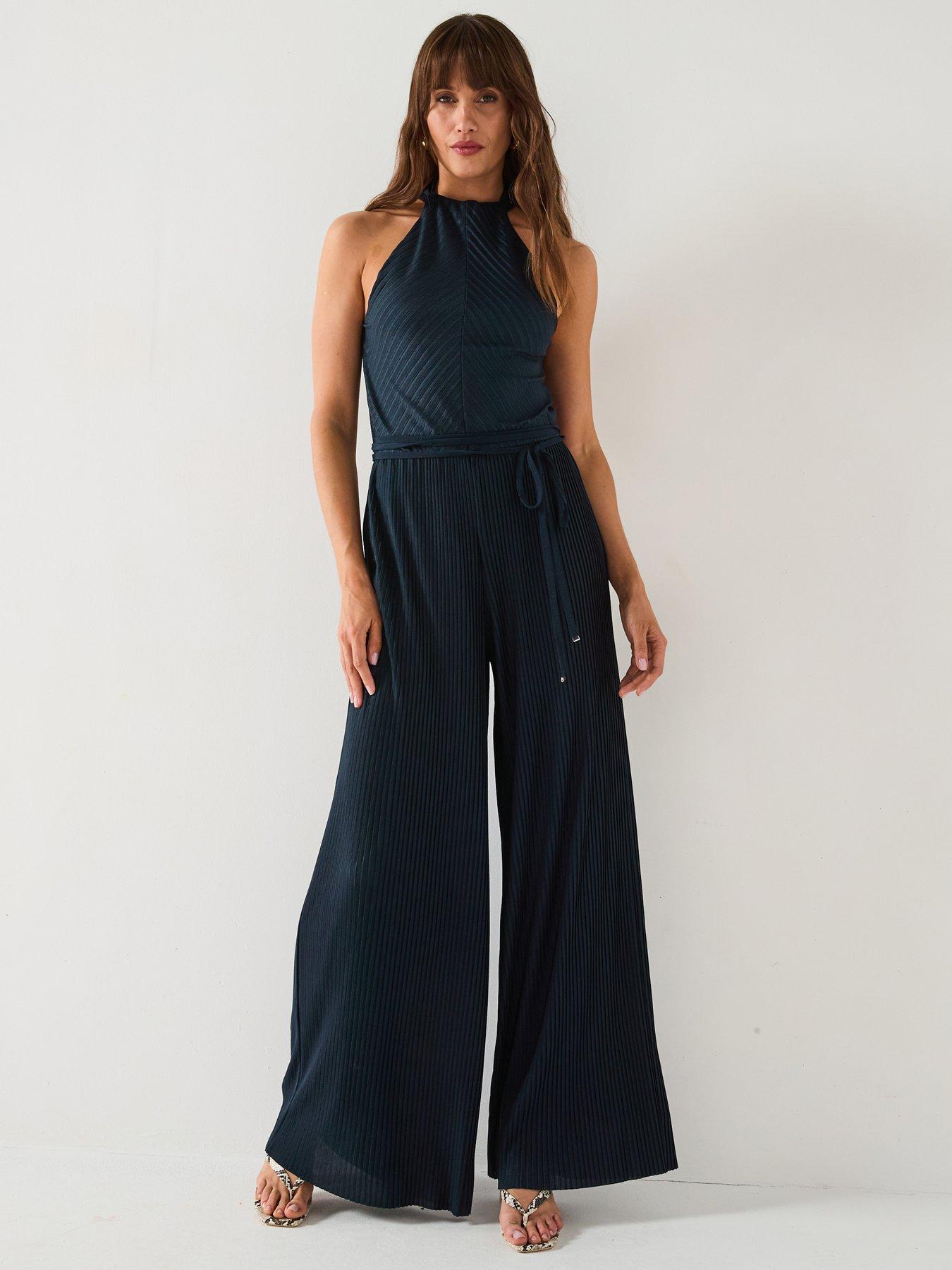 BOSS Exuma Pleat Jumpsuit Dark Blue Littlewoods