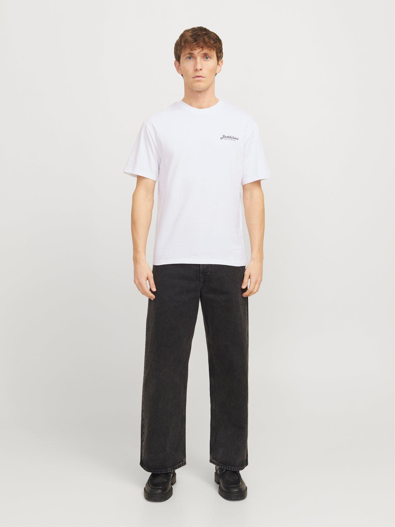 Image 3 of 6 of Jack & Jones Beau Script Logo T-Shirt - White