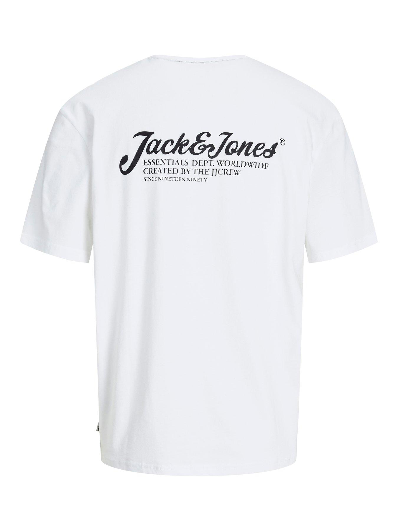 Image 6 of 6 of Jack & Jones Beau Script Logo T-Shirt - White